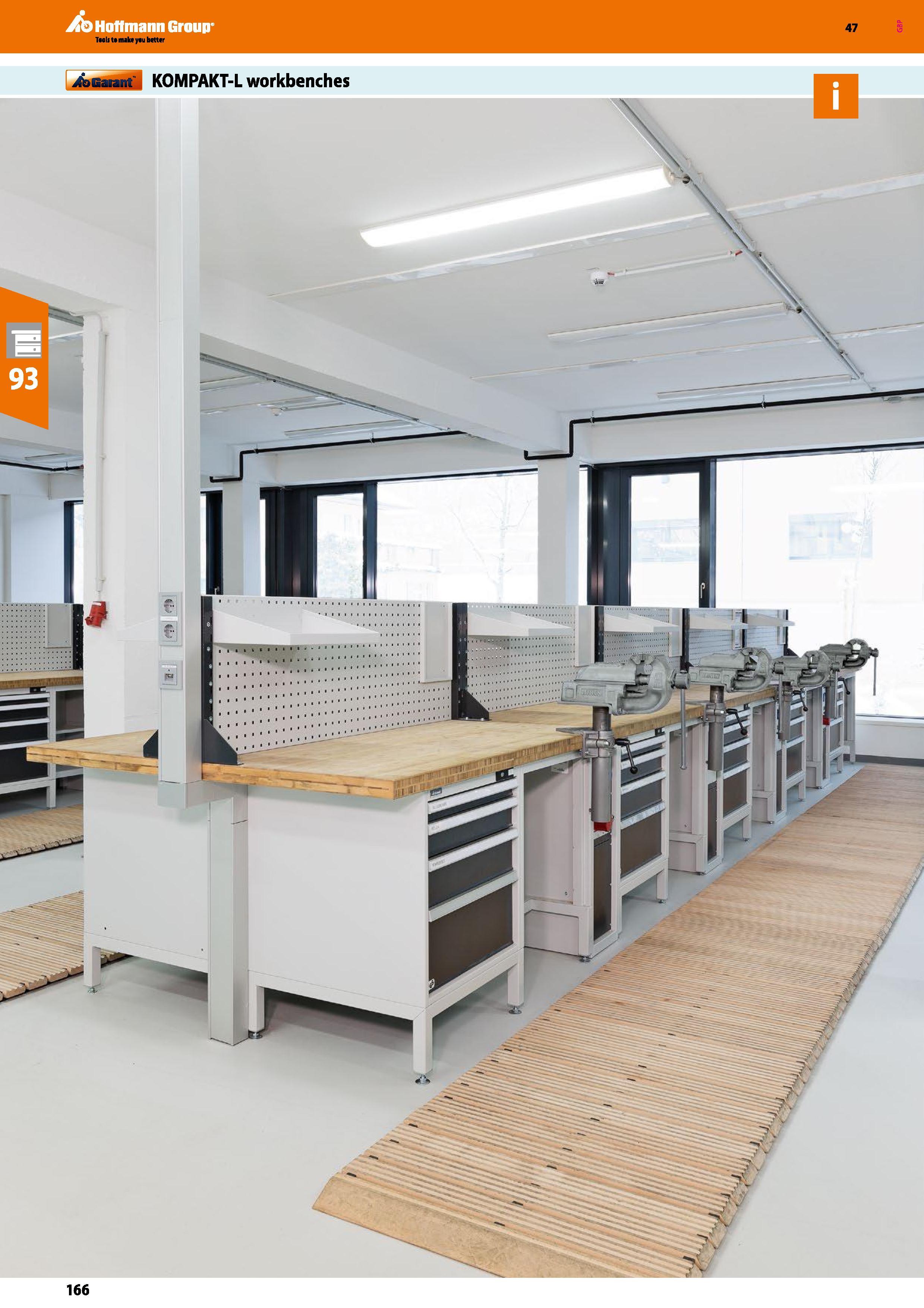 166 Hoffmann Group 47 KOMPAKT-L workbenches 166 Каталог HOFFMANN GROUP 2016 Производственная мебель для работы хранения и транспортировки в условиях промышленных предприятий и сервисных мастерских Вер. 47 ENG Стр. 166