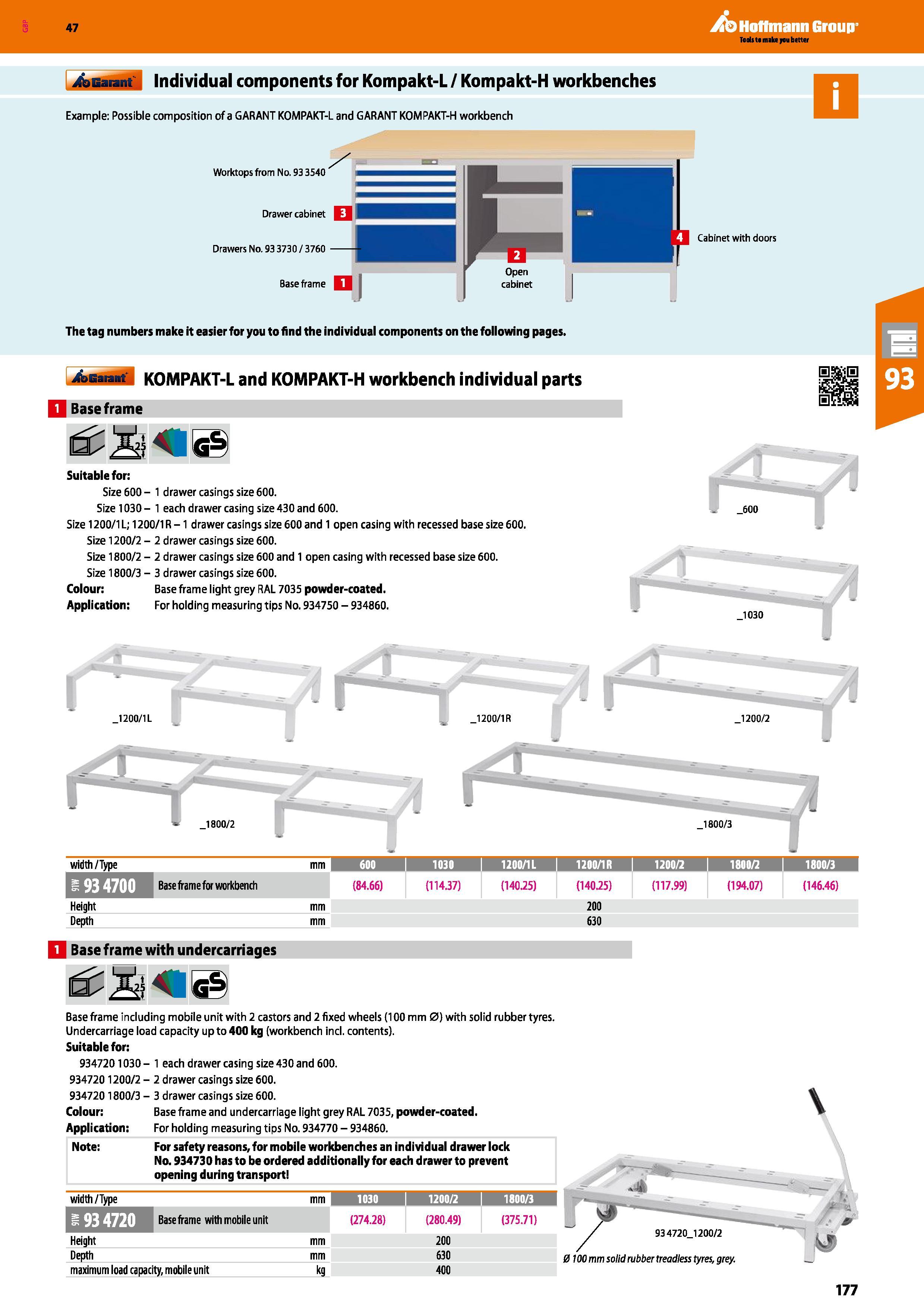 177 Hoffmann Group 47 jfaEaiai- Individual components for Kompakt-L / Kompakt-H workbenches Example: Possible composition of a GARANT KOMPAKT-L and G Каталог HOFFMANN GROUP 2016 Производственная мебель для работы хранения и транспортировки в условиях промышленных предприятий и сервисных мастерских Вер. 47 ENG Стр. 177