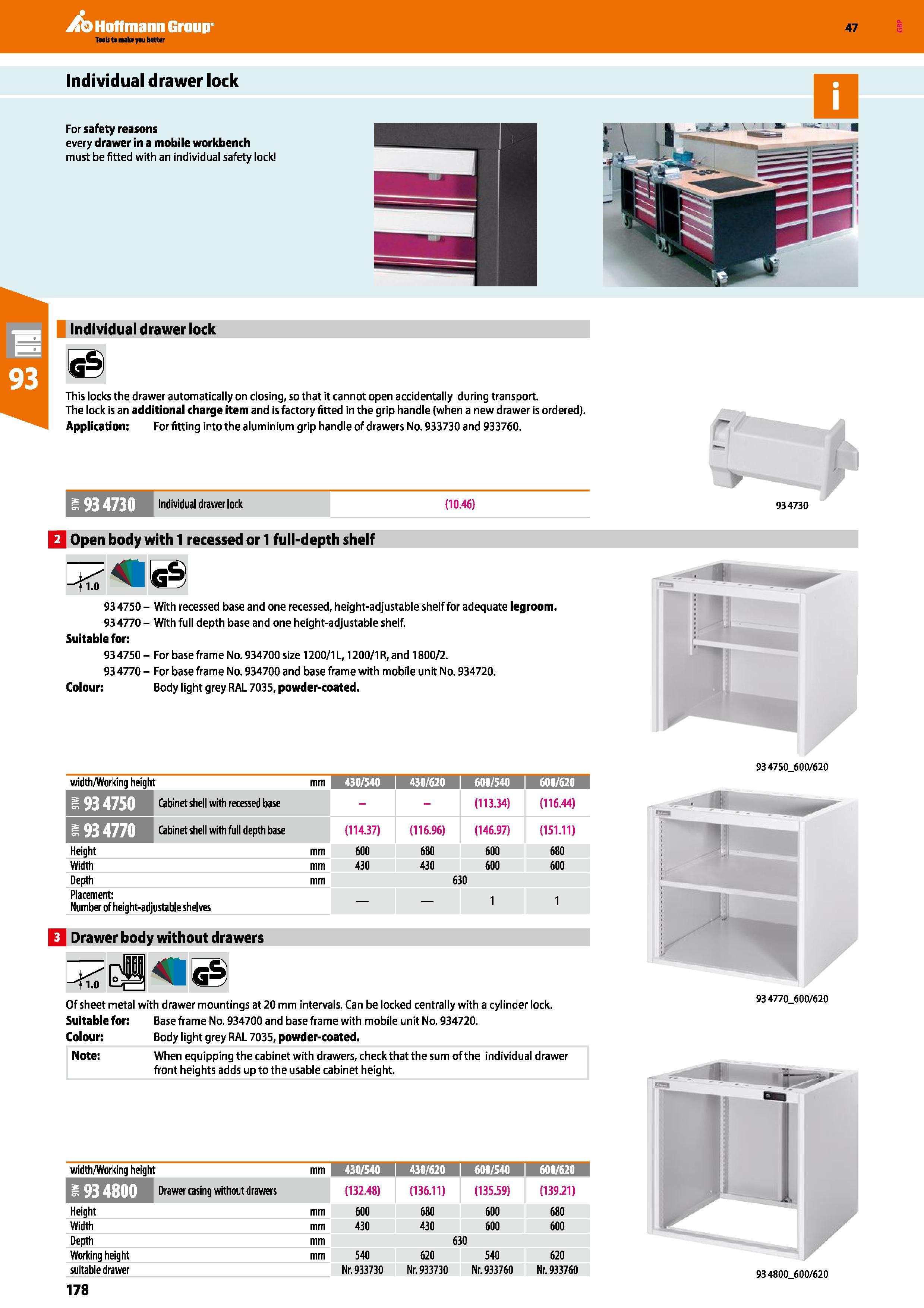 178 Hoffmann Group 47 Individual drawer lock For safety reasons every drawer in a mobile workbench must be fitted with an individual safety lock Indi Каталог HOFFMANN GROUP 2016 Производственная мебель для работы хранения и транспортировки в условиях промышленных предприятий и сервисных мастерских Вер. 47 ENG Стр. 178
