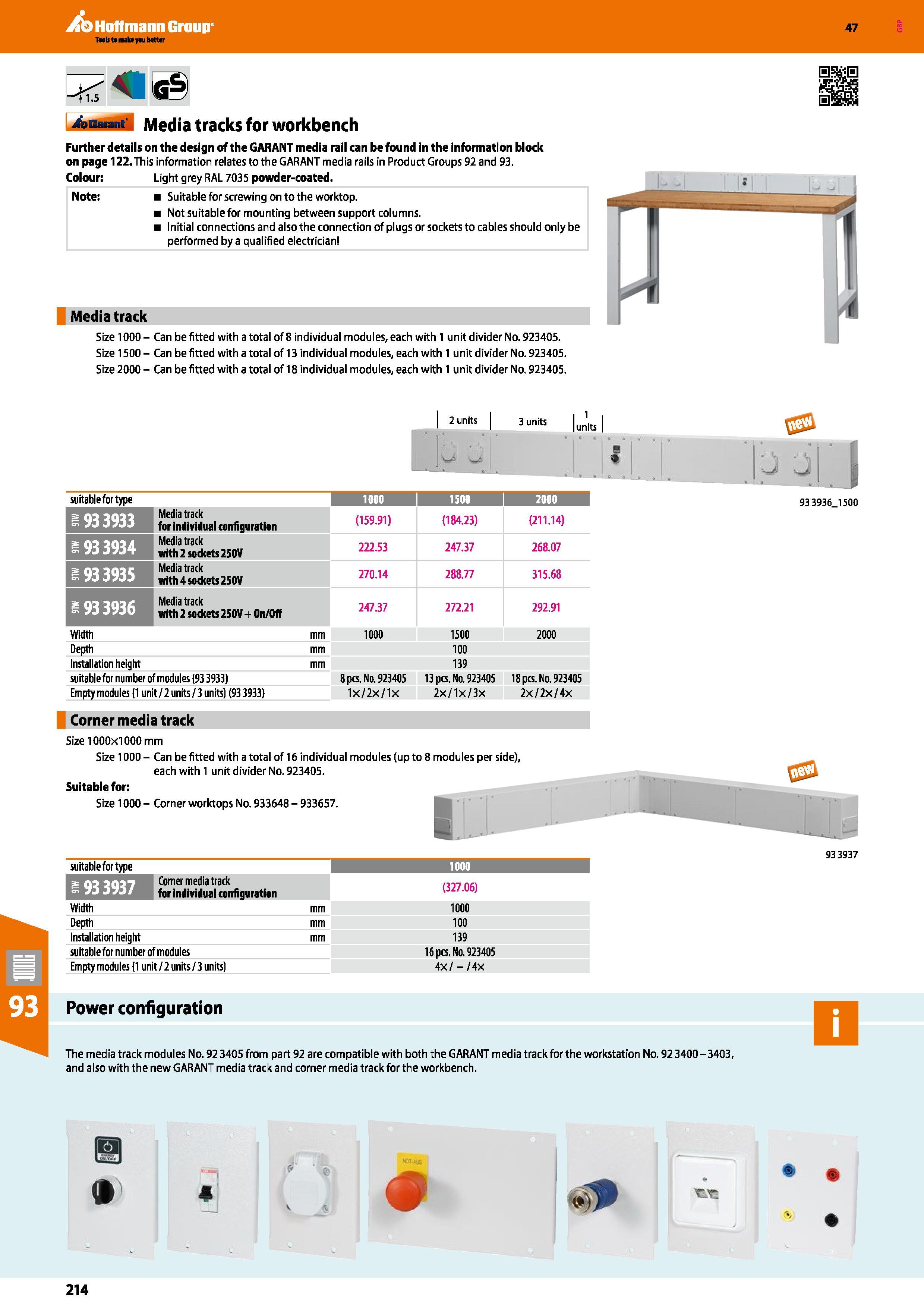 214 Hoffmann Group 47 “T1 5 bGaiant Media tracks for workbench Further details on the design of the GARANT media rail can be found in the information Каталог HOFFMANN GROUP 2016 Производственная мебель для работы хранения и транспортировки в условиях промышленных предприятий и сервисных мастерских Вер. 47 ENG Стр. 214