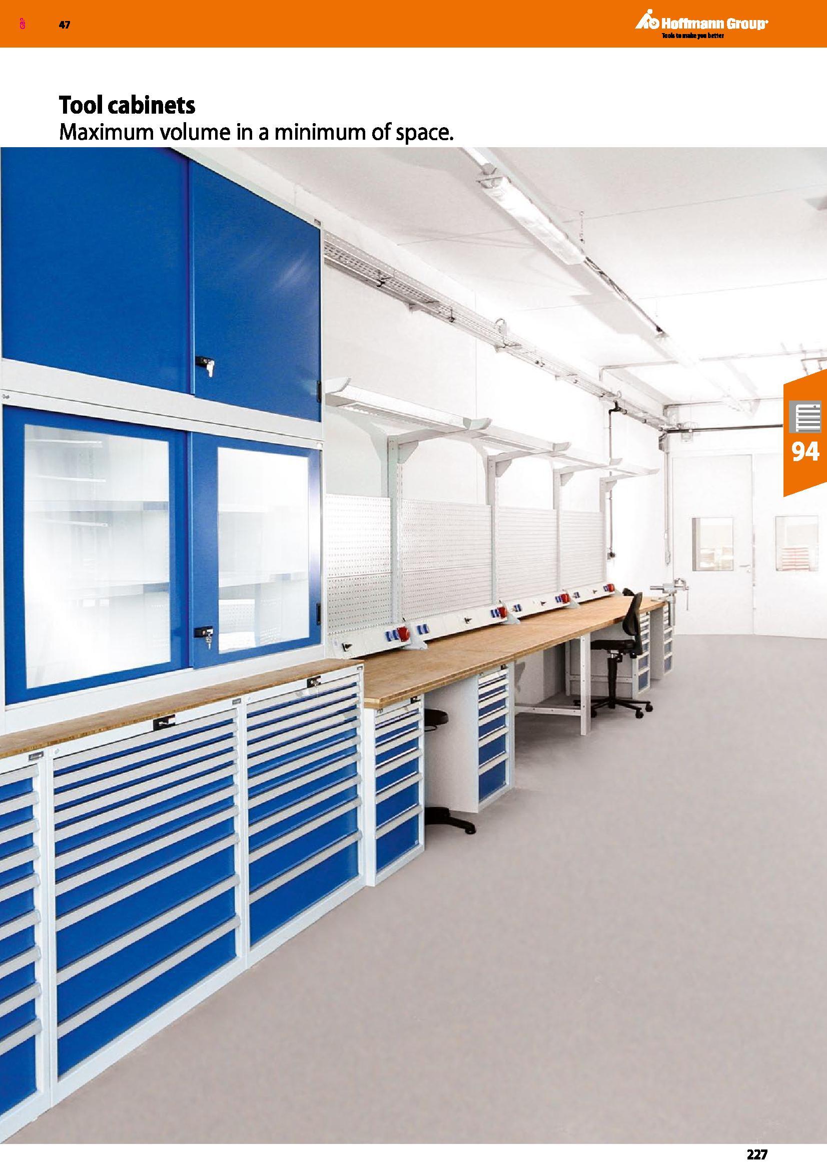 227 47 Ato Hoffmann Group KnkttinbrM brttti Tool cabinets Maximum volume in a minimum of space 227 Каталог HOFFMANN GROUP 2016 Производственная мебель для работы хранения и транспортировки в условиях промышленных предприятий и сервисных мастерских Вер. 47 ENG Стр. 227