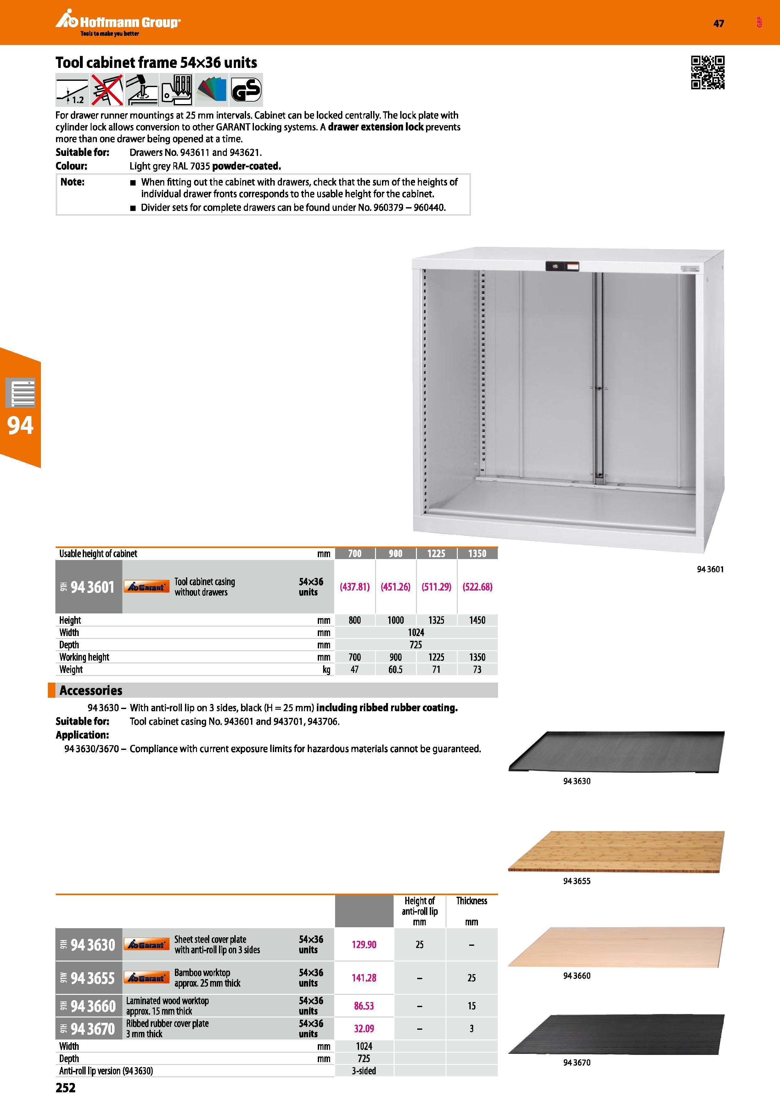 252 Hoffmann Group 47 For drawer runner mountings at 25 mm intervals Cabinet can be locked centrally The lock plate with cylinder lock allows convers Каталог HOFFMANN GROUP 2016 Производственная мебель для работы хранения и транспортировки в условиях промышленных предприятий и сервисных мастерских Вер. 47 ENG Стр. 252