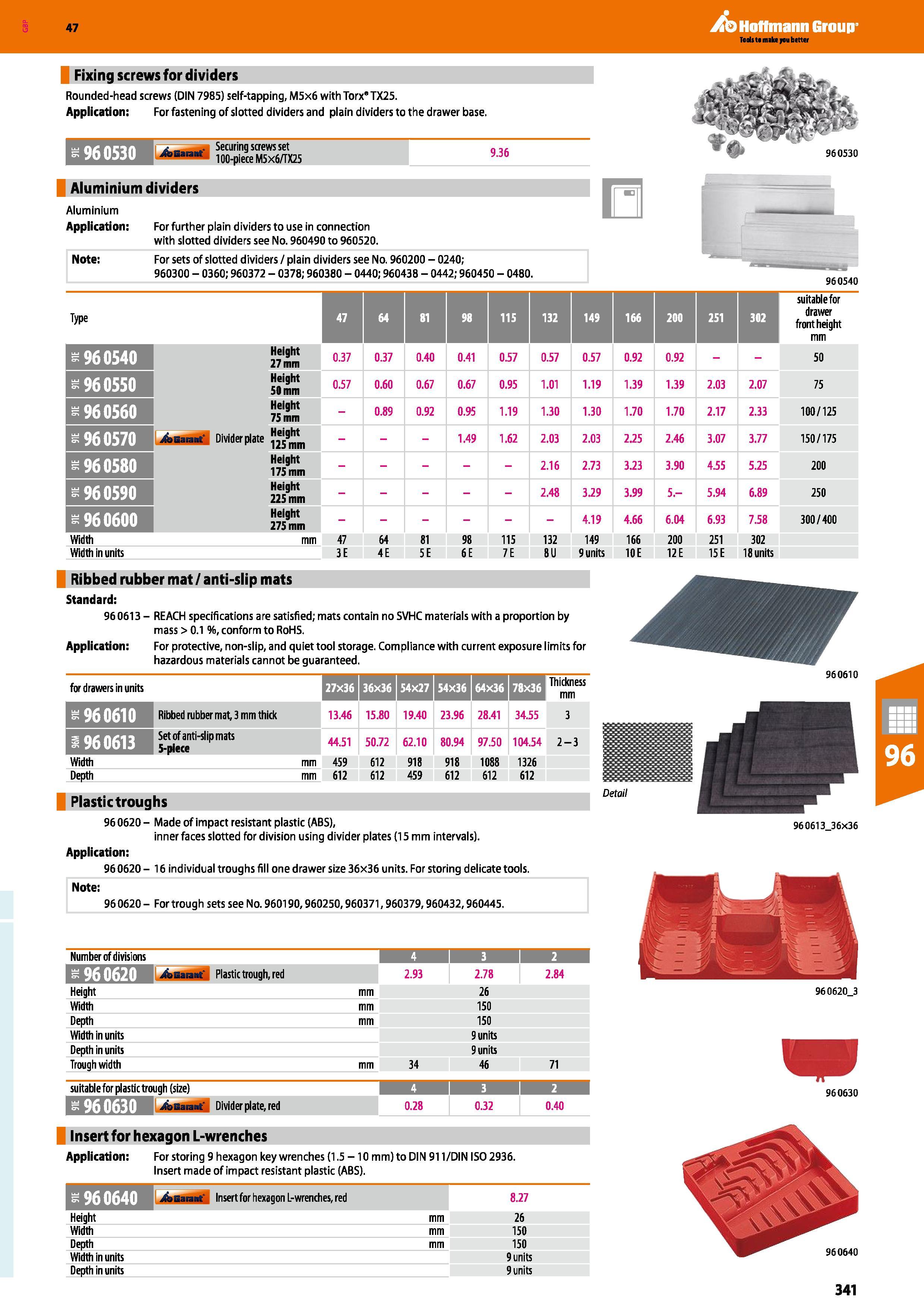 341 Hoffmann Group 47 Fixing screws for dividers Rounded-head screws (DIN 7985) self-tapping, M5x6 with Torx' TX25 Application: For fastening of slot Каталог HOFFMANN GROUP 2016 Производственная мебель для работы хранения и транспортировки в условиях промышленных предприятий и сервисных мастерских Вер. 47 ENG Стр. 341