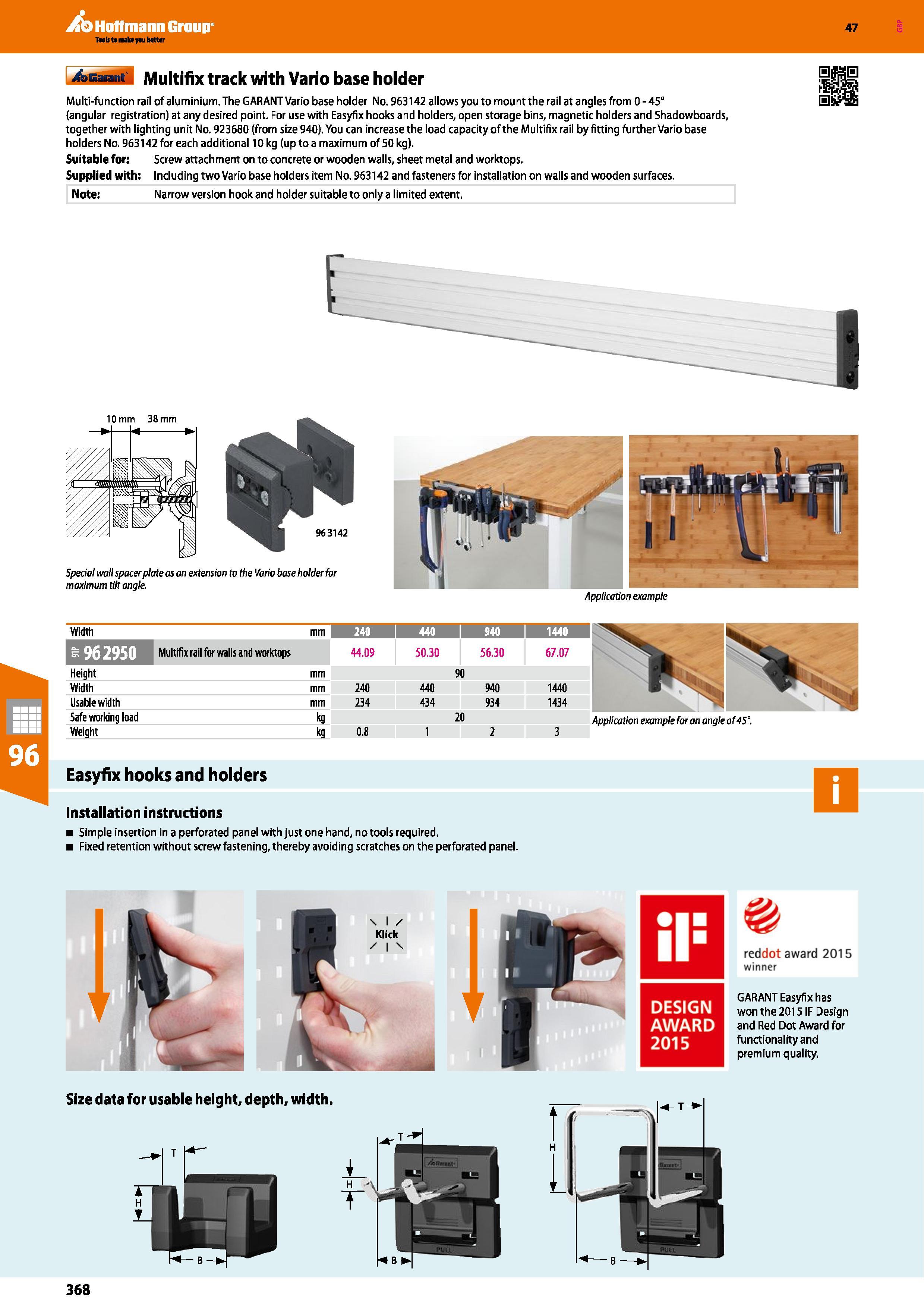 368 Hoffmann Group 47 Multifix track with Vario base holder Multi-function rail of aluminium The GARANT Vario base holder No 963142 allows you to mou Каталог HOFFMANN GROUP 2016 Производственная мебель для работы хранения и транспортировки в условиях промышленных предприятий и сервисных мастерских Вер. 47 ENG Стр. 368