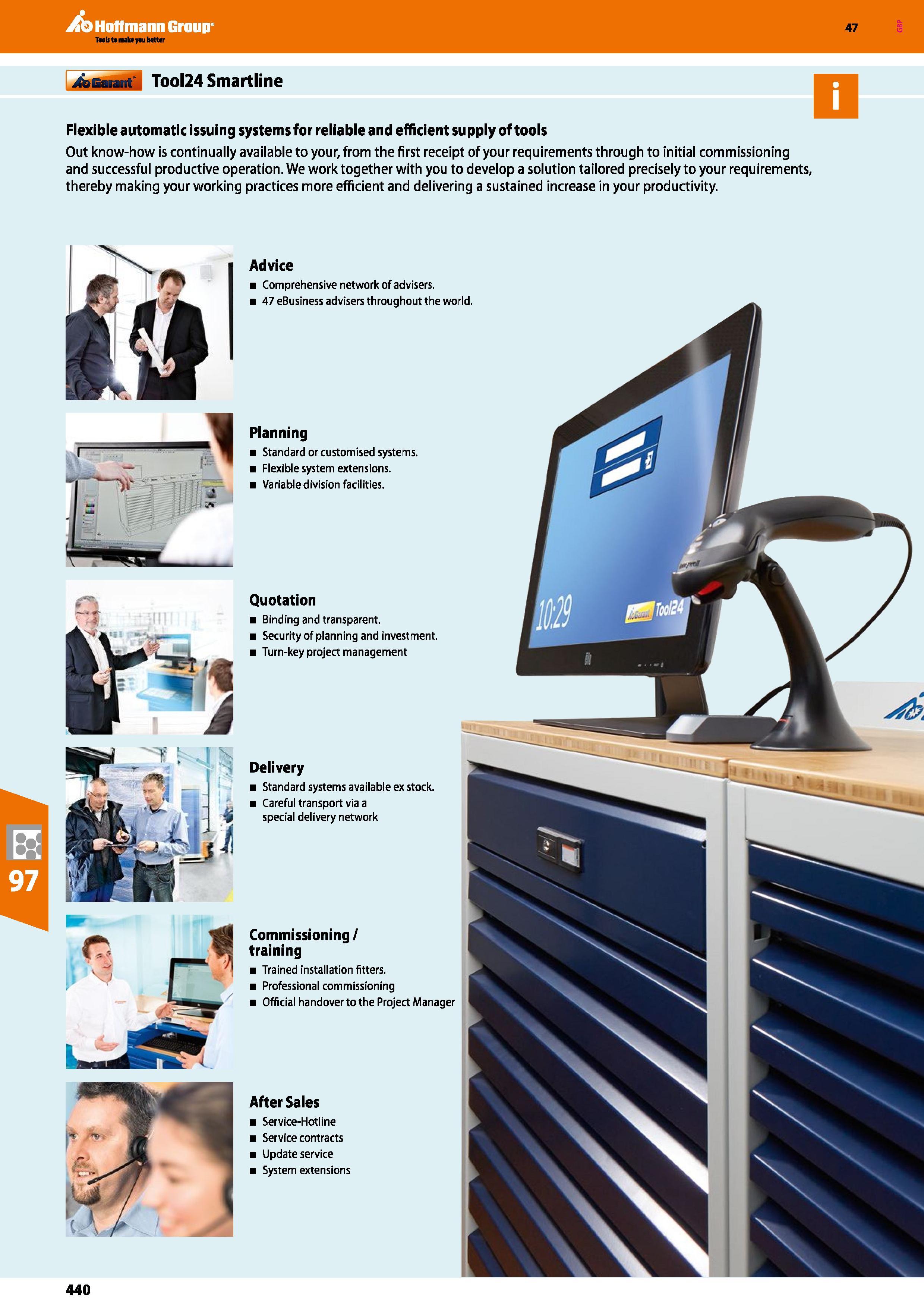 440 Hoffmann Group 47 Flexible automatic issuing systemsfor reliable and efficient supply of tools Out know-how is continually available to your, fro Каталог HOFFMANN GROUP 2016 Производственная мебель для работы хранения и транспортировки в условиях промышленных предприятий и сервисных мастерских Вер. 47 ENG Стр. 440