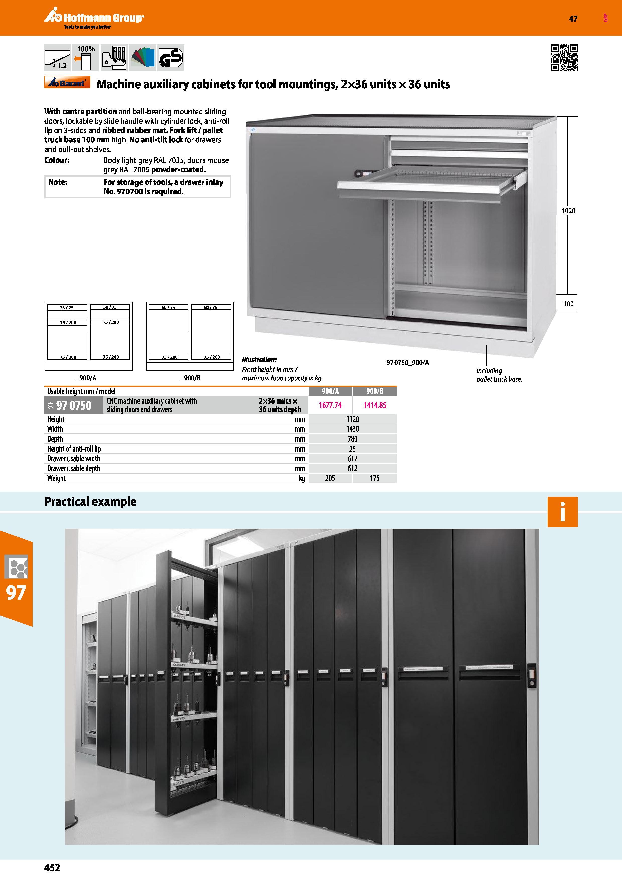 452 Hoffmann Group 47 <1 2 100% ISBBI I-m\ n eh41 Auarant Machine auxiliary cabinets for tool mountings, 2x36 units x 36 units With centre partition Каталог HOFFMANN GROUP 2016 Производственная мебель для работы хранения и транспортировки в условиях промышленных предприятий и сервисных мастерских Вер. 47 ENG Стр. 452
