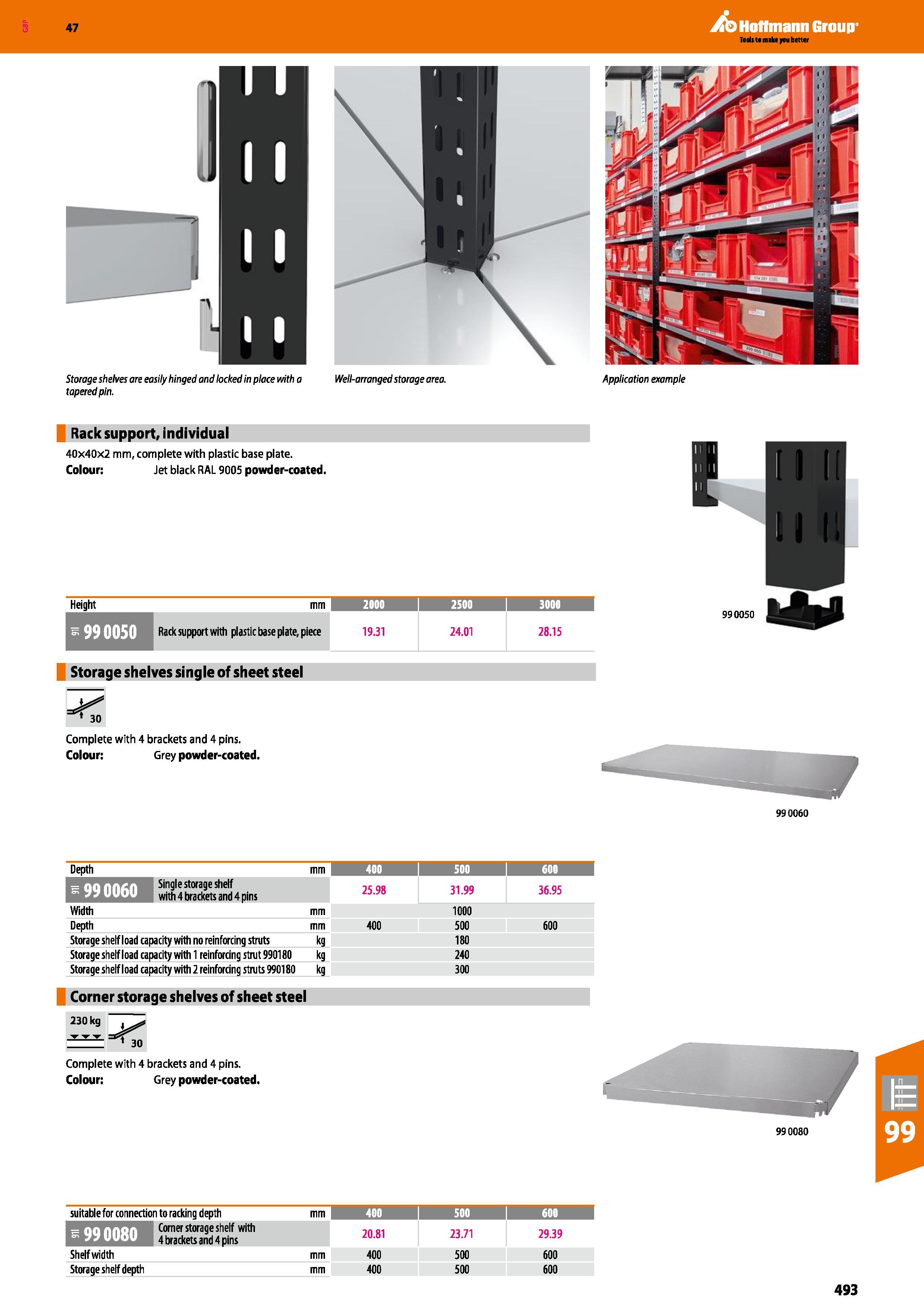 493 Hoffmann Group Well-arranged storage area Rack support, individual 40x40x2 mm, complete with plastic base plate Colour: Jet black RAL 9005 powder Каталог HOFFMANN GROUP 2016 Производственная мебель для работы хранения и транспортировки в условиях промышленных предприятий и сервисных мастерских Вер. 47 ENG Стр. 493