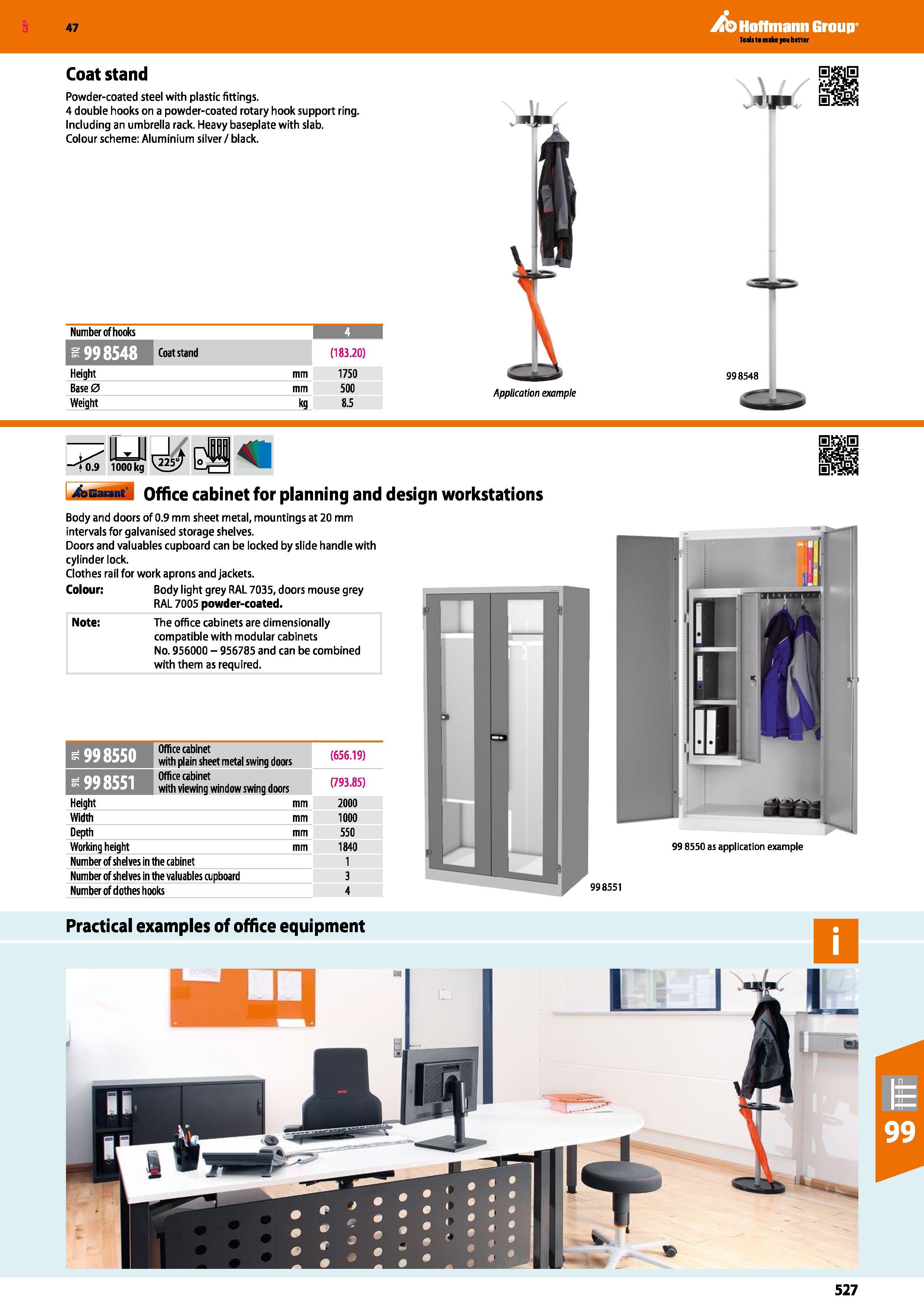 527 Hoffmann Group 47 Coat stand Powder-coated steel with plastic fittings 4 double hooks on a powder-coated rotary hook support ring Including an um Каталог HOFFMANN GROUP 2016 Производственная мебель для работы хранения и транспортировки в условиях промышленных предприятий и сервисных мастерских Вер. 47 ENG Стр. 527