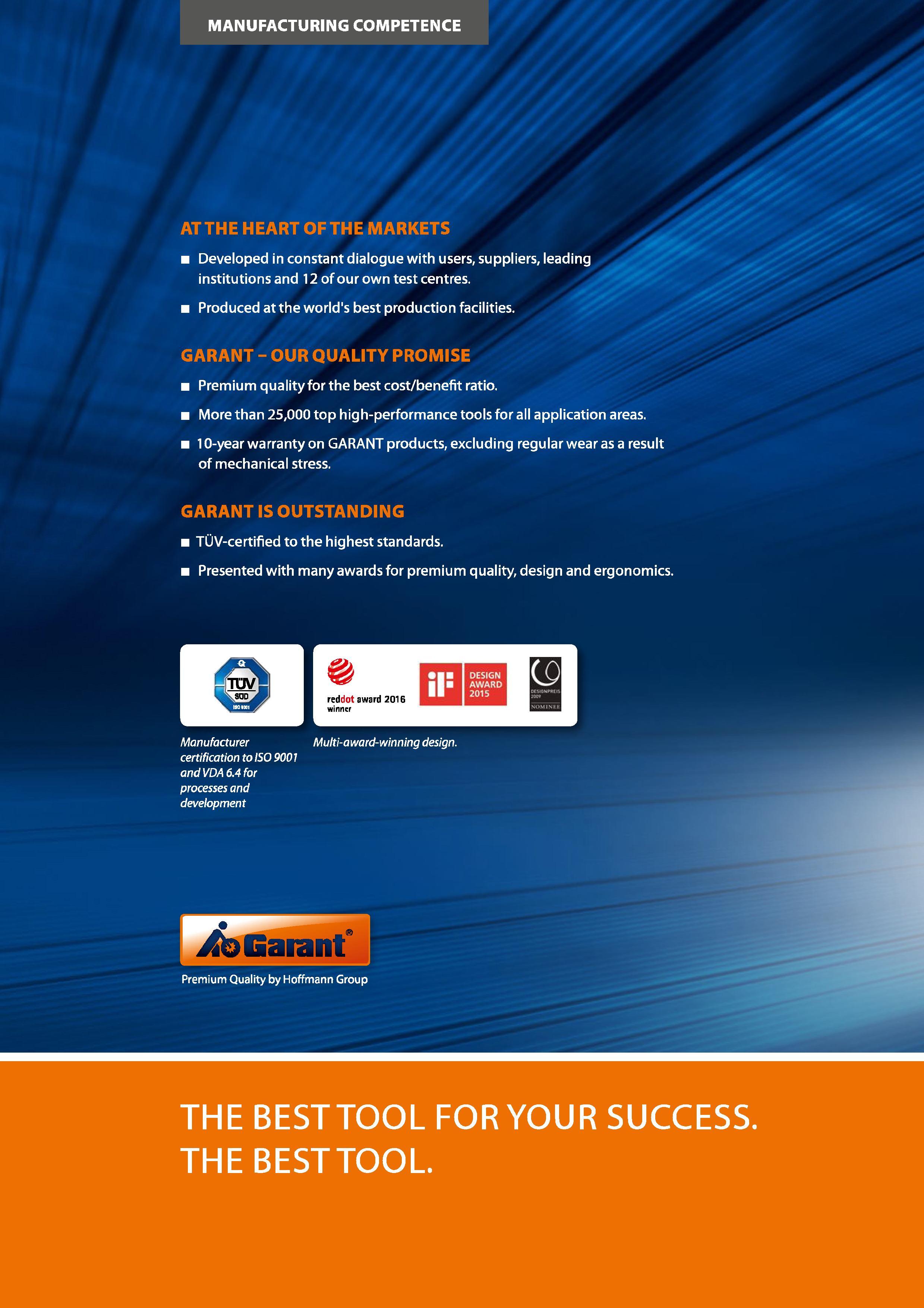 8 MANUFACTURING COMPETENCE AT THE HEART OF THE MARKETS Developed in constant dialogue with users, suppliers, leading institutions and 12 of our own Каталог HOFFMANN GROUP 2016 Ручной слесарно-монтажный и измерительный инструмент и оборудование от комплексного поставщика промышленных предприятий Вер. 47 Англ. Стр. 