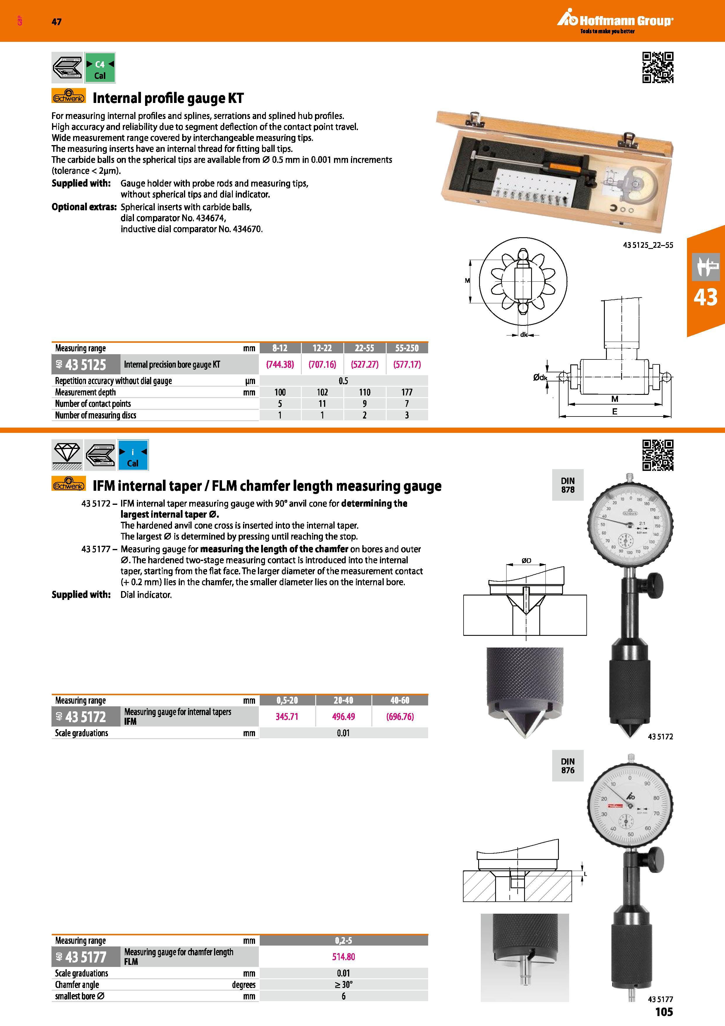 105 Hoffmann Group 47 Measuring range mm 8-12 1 12-22 1 22-55 I 55-250 Internal precision bore gauge KT (744 38) (707 16) (527 27) (577 17) Repetitio Каталог HOFFMANN GROUP 2016 Ручной слесарно-монтажный и измерительный инструмент и оборудование от комплексного поставщика промышленных предприятий Вер. 47 Англ. Стр. 105