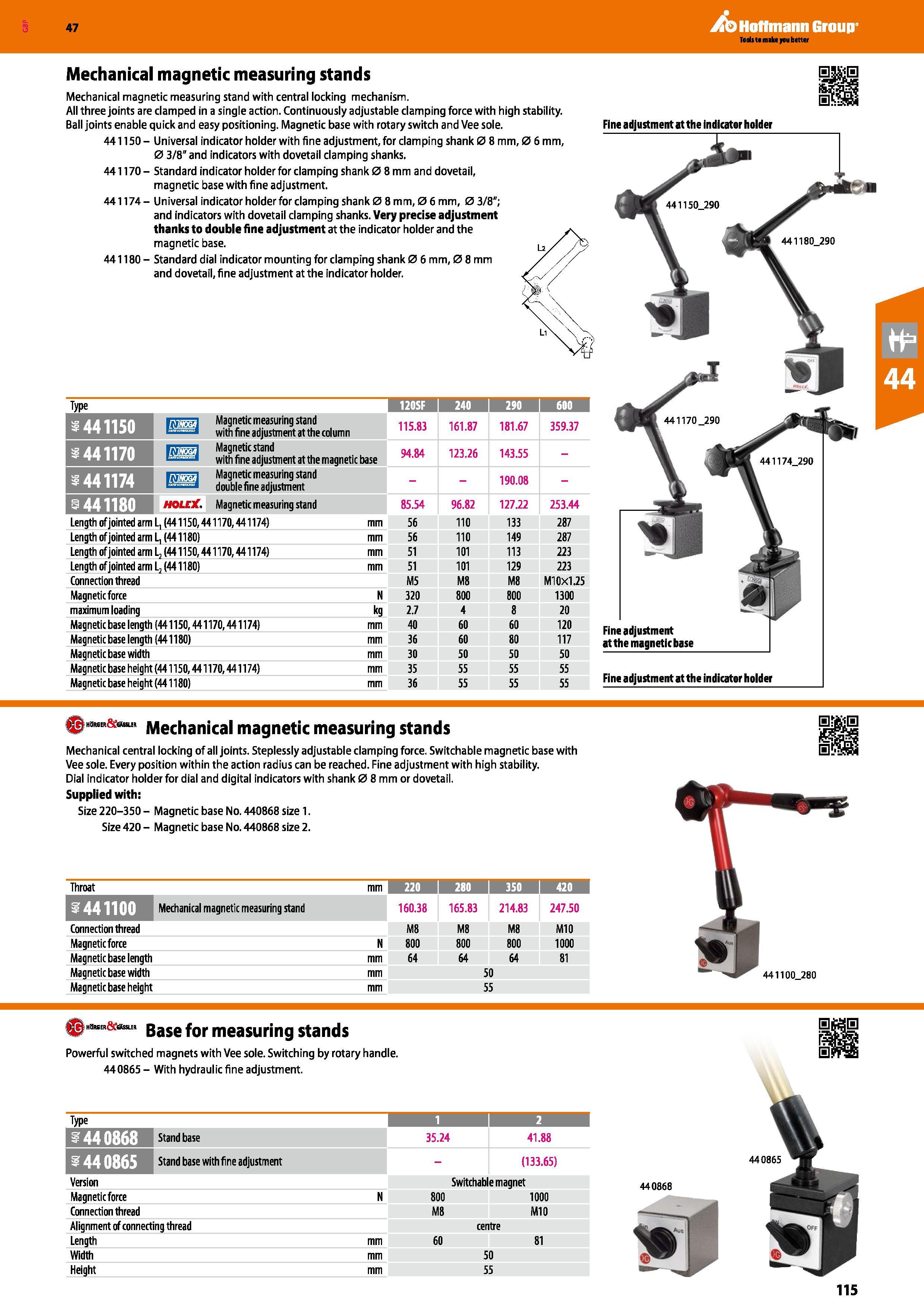 115 Hoffmann Group 47 Mechanical magnetic measuring stands Mechanical magnetic measuring stand with central locking mechanism All three joints are cl Каталог HOFFMANN GROUP 2016 Ручной слесарно-монтажный и измерительный инструмент и оборудование от комплексного поставщика промышленных предприятий Вер. 47 Англ. Стр. 115