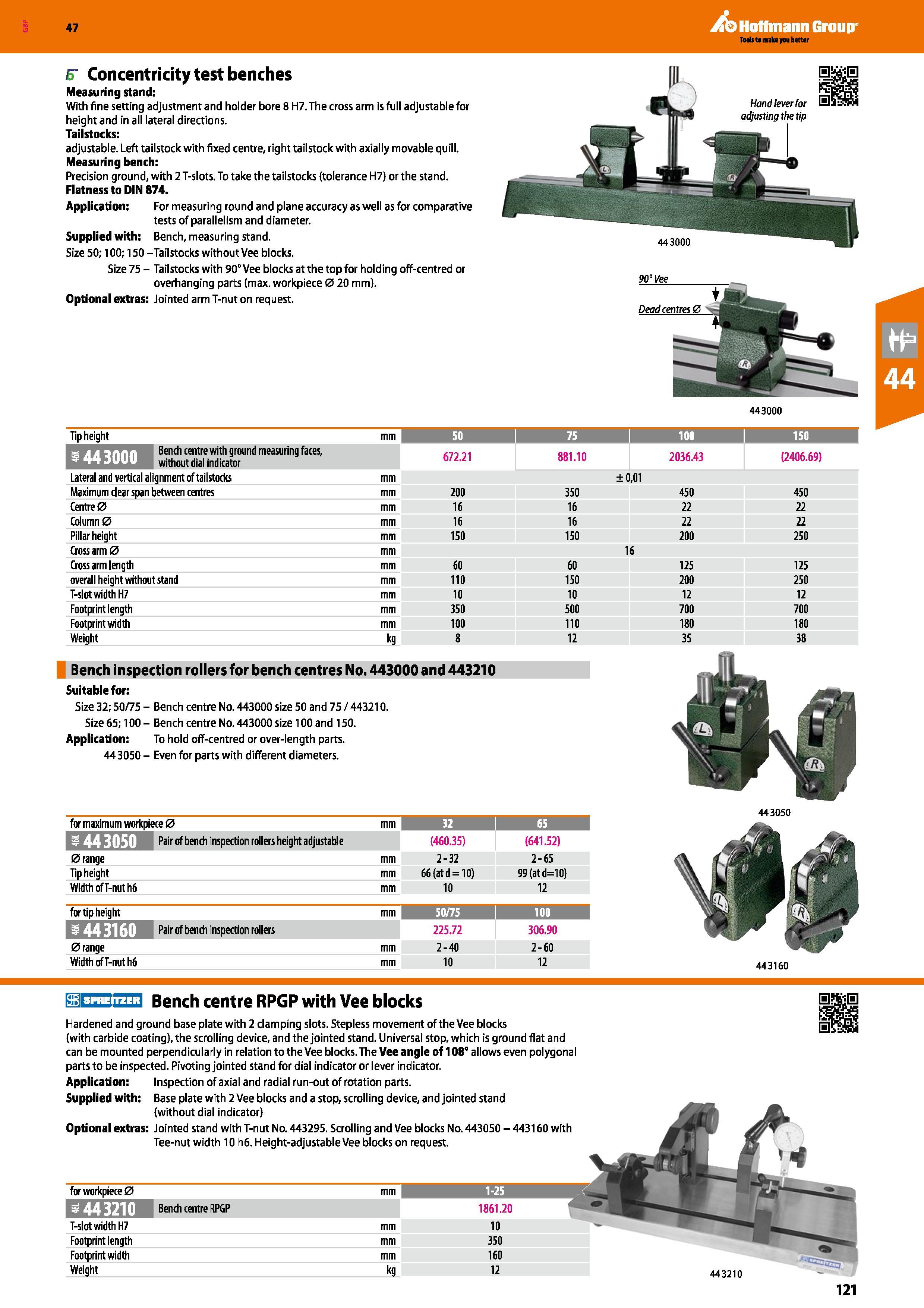 121 Hoffmann Group 47 Concentricity test benches Measuring stand: With fine setting adjustment and holder bore 8 H7 The cross arm is full adjustable Каталог HOFFMANN GROUP 2016 Ручной слесарно-монтажный и измерительный инструмент и оборудование от комплексного поставщика промышленных предприятий Вер. 47 Англ. Стр. 121