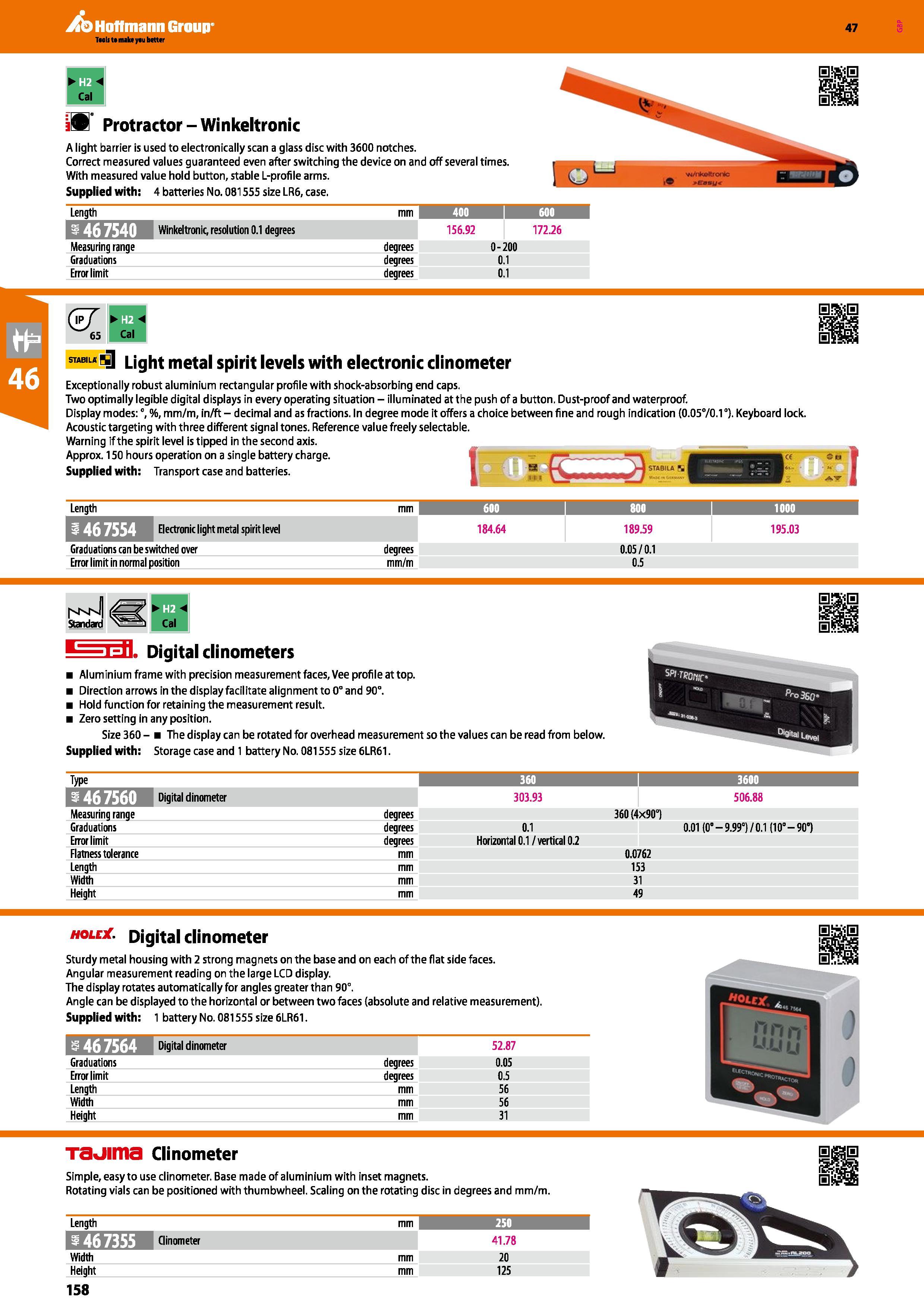 158 Hoffmann Group 47 m Protractor - Winkeltronic A light barrier Is used to electronically scan a glass disc with 3600 notches Correct measured valu Каталог HOFFMANN GROUP 2016 Ручной слесарно-монтажный и измерительный инструмент и оборудование от комплексного поставщика промышленных предприятий Вер. 47 Англ. Стр. 158