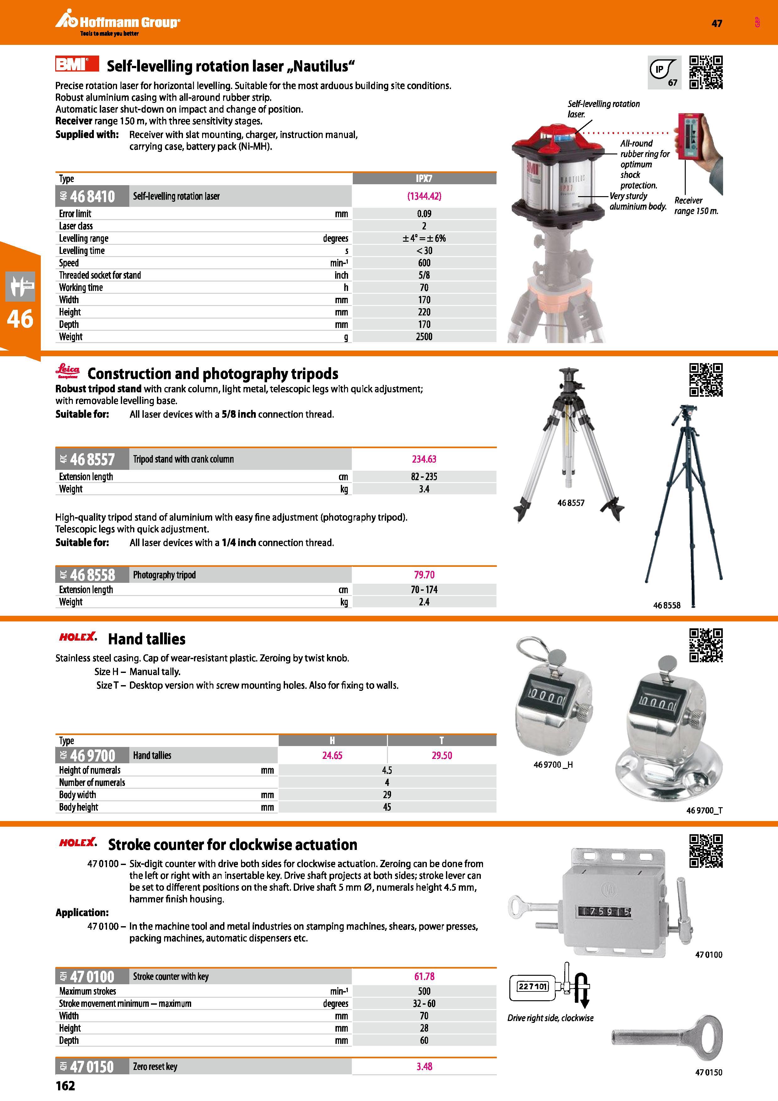 162 Hoffmann Group 47 I v u I IM Self-levelling rotation laser „Nautilus Precise rotation laser for horizontal levelling Suitable for the most arduou Каталог HOFFMANN GROUP 2016 Ручной слесарно-монтажный и измерительный инструмент и оборудование от комплексного поставщика промышленных предприятий Вер. 47 Англ. Стр. 162
