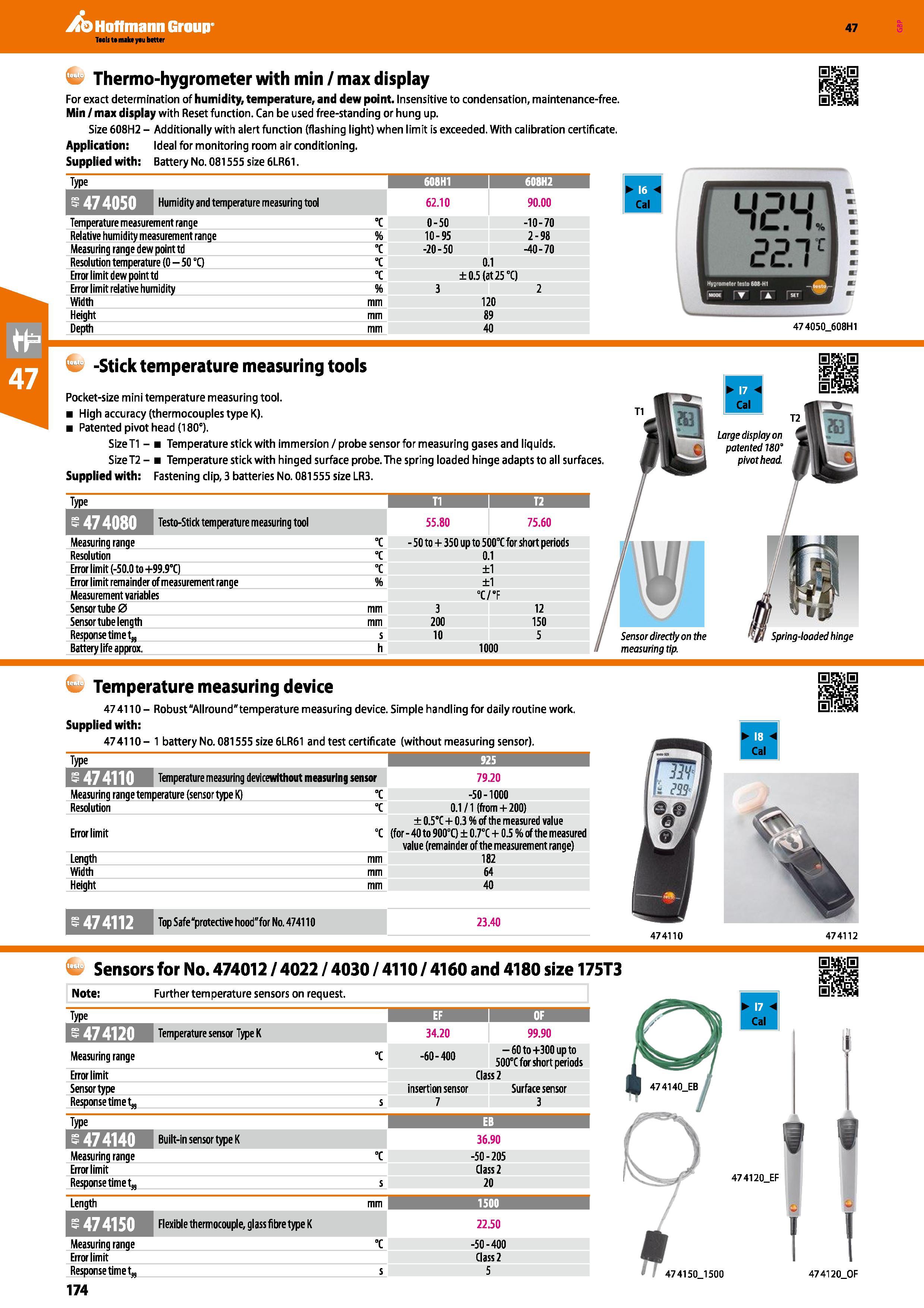 174 Hoffmann Group 47 Thermo-hygrometer with min / max display For exact determination of humidity, temperature, and dew point Insensitive to condens Каталог HOFFMANN GROUP 2016 Ручной слесарно-монтажный и измерительный инструмент и оборудование от комплексного поставщика промышленных предприятий Вер. 47 Англ. Стр. 174