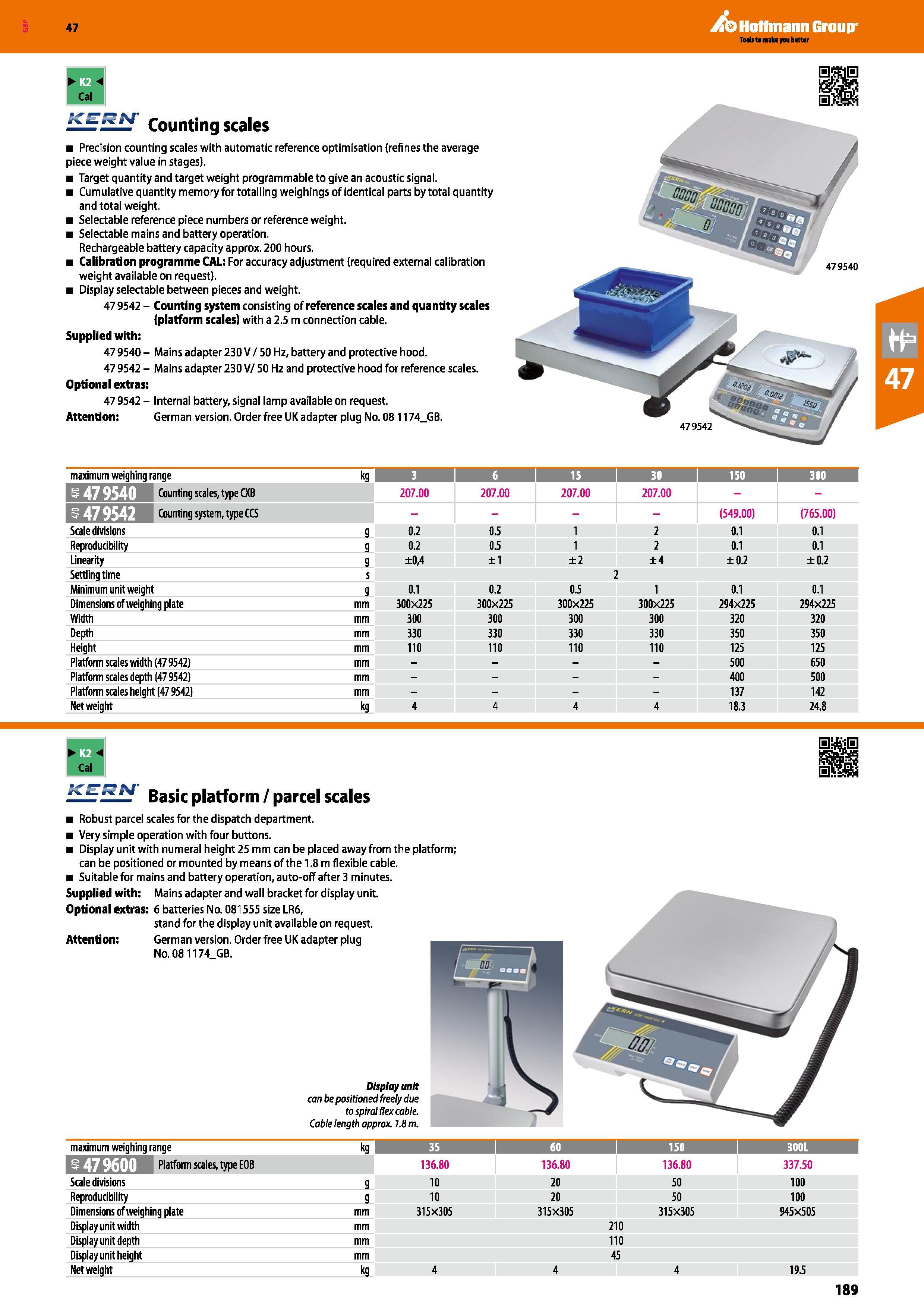 189 Hoffmann Group 47 KERN Counting scales Precision counting scales with automatic reference optimisation (refines the average piece weight value in Каталог HOFFMANN GROUP 2016 Ручной слесарно-монтажный и измерительный инструмент и оборудование от комплексного поставщика промышленных предприятий Вер. 47 Англ. Стр. 189
