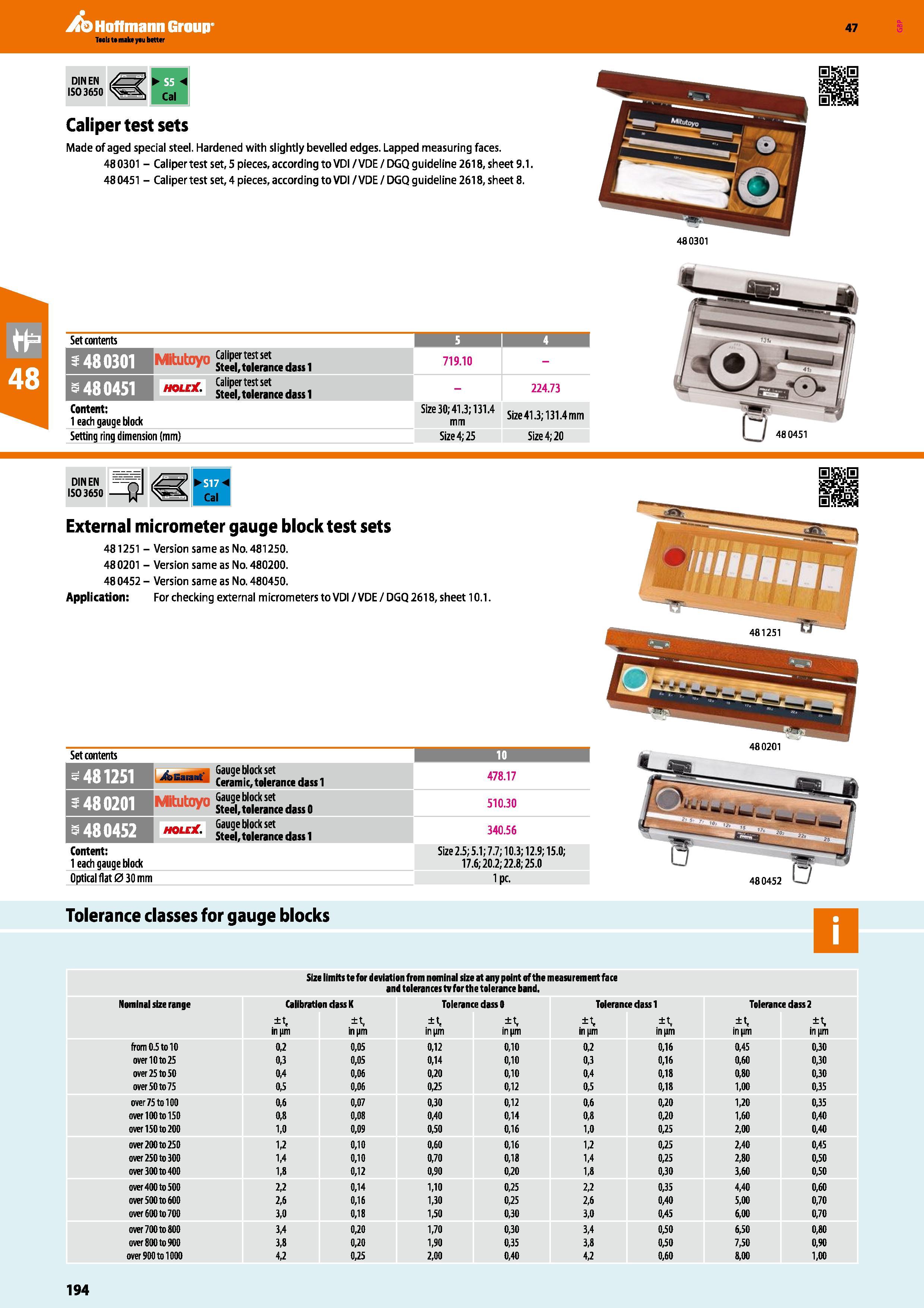 194 Hoffmann Group 47 Caliper test sets Made of aged special steel Hardened with slightly bevelled edges Lapped measuring faces 48 0301 - Caliper tes Каталог HOFFMANN GROUP 2016 Ручной слесарно-монтажный и измерительный инструмент и оборудование от комплексного поставщика промышленных предприятий Вер. 47 Англ. Стр. 194