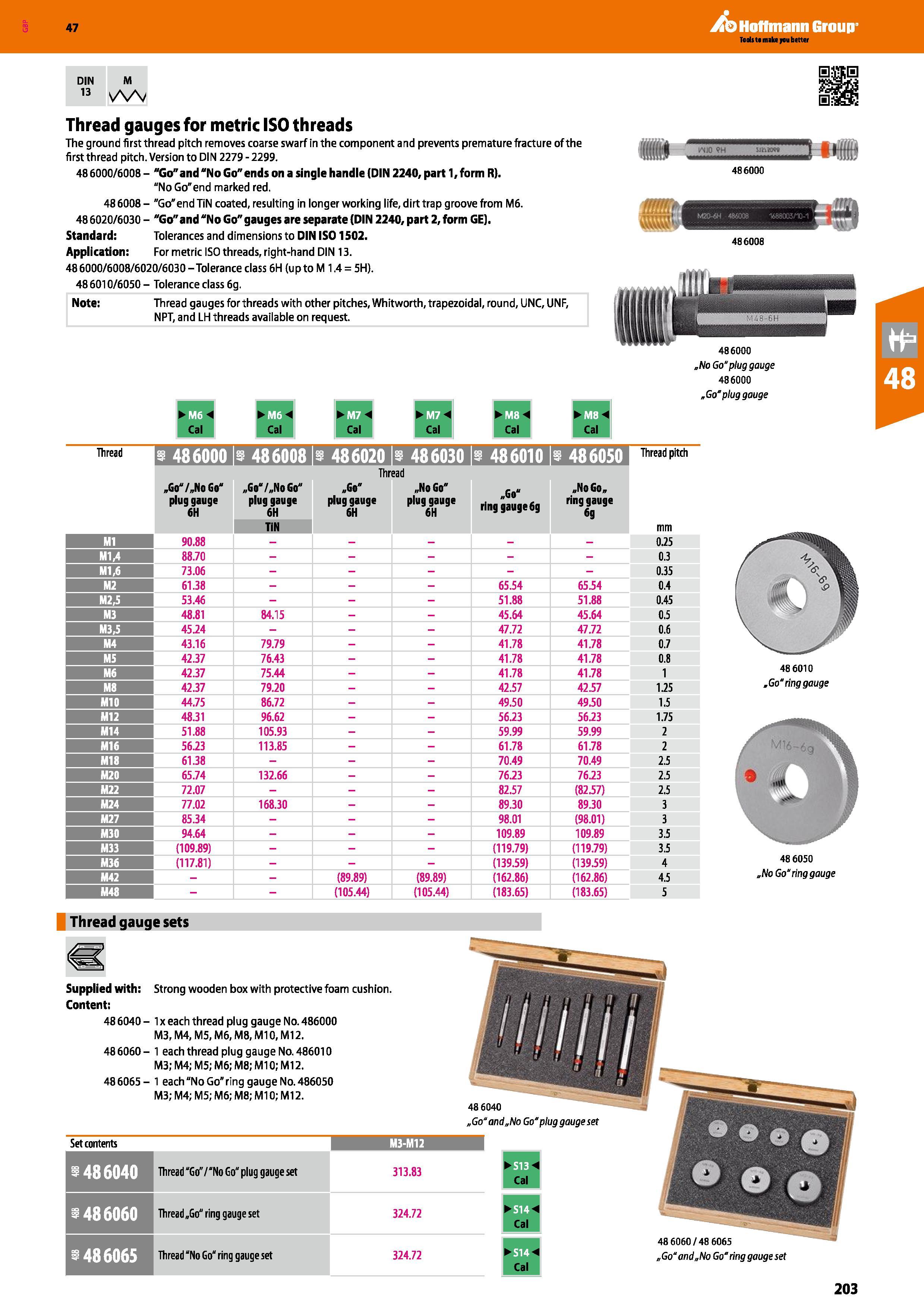 203 Hoffmann Group 47 DIN M 0 S 13 VW mis Thread gauges for metric ISO threads The ground first thread pitch removes coarse swarf in the component an Каталог HOFFMANN GROUP 2016 Ручной слесарно-монтажный и измерительный инструмент и оборудование от комплексного поставщика промышленных предприятий Вер. 47 Англ. Стр. 203