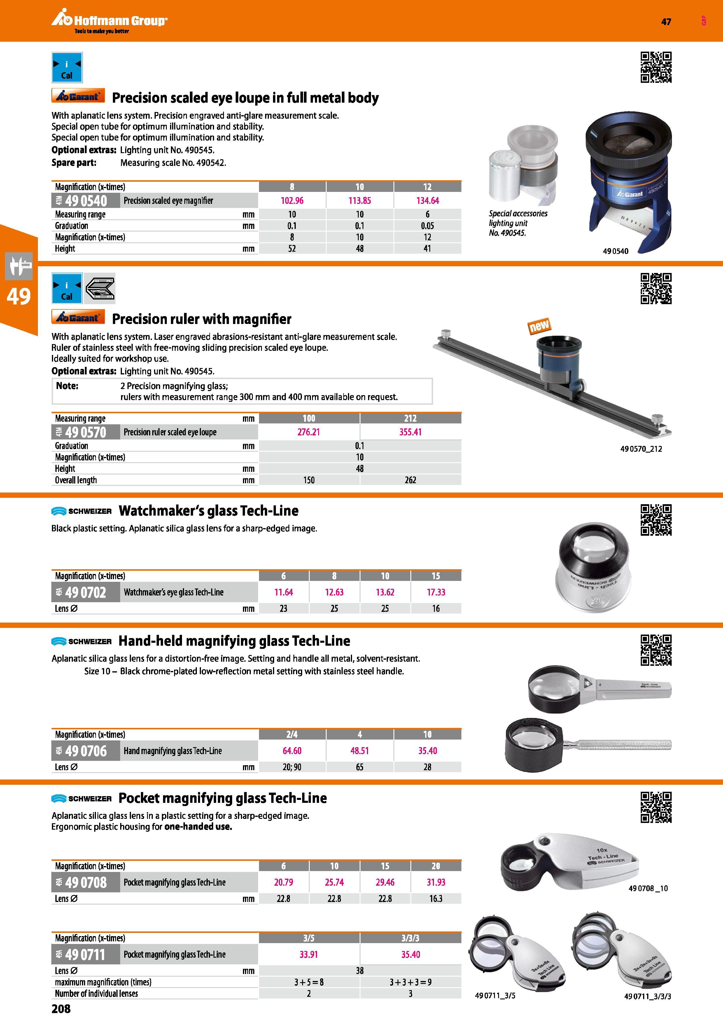 208 lai bGaiant Precision scaled eye loupe in full metal body With aplanatic lens system Precision engraved anti-glare measurement scale Special open Каталог HOFFMANN GROUP 2016 Ручной слесарно-монтажный и измерительный инструмент и оборудование от комплексного поставщика промышленных предприятий Вер. 47 Англ. Стр. 208