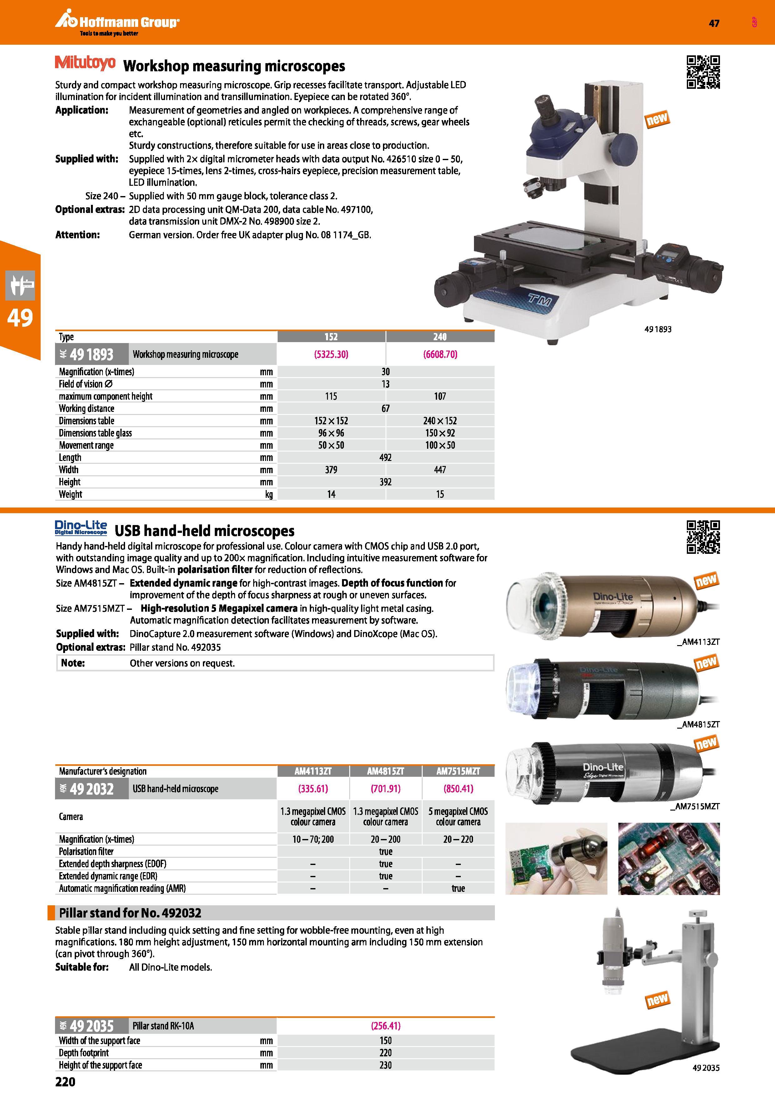 220 Hoffmann Group 47 Mitutoyo Workshop measuring microscopes Sturdy and compact workshop measuring microscope Grip recesses facilitate transport Adj Каталог HOFFMANN GROUP 2016 Ручной слесарно-монтажный и измерительный инструмент и оборудование от комплексного поставщика промышленных предприятий Вер. 47 Англ. Стр. 220