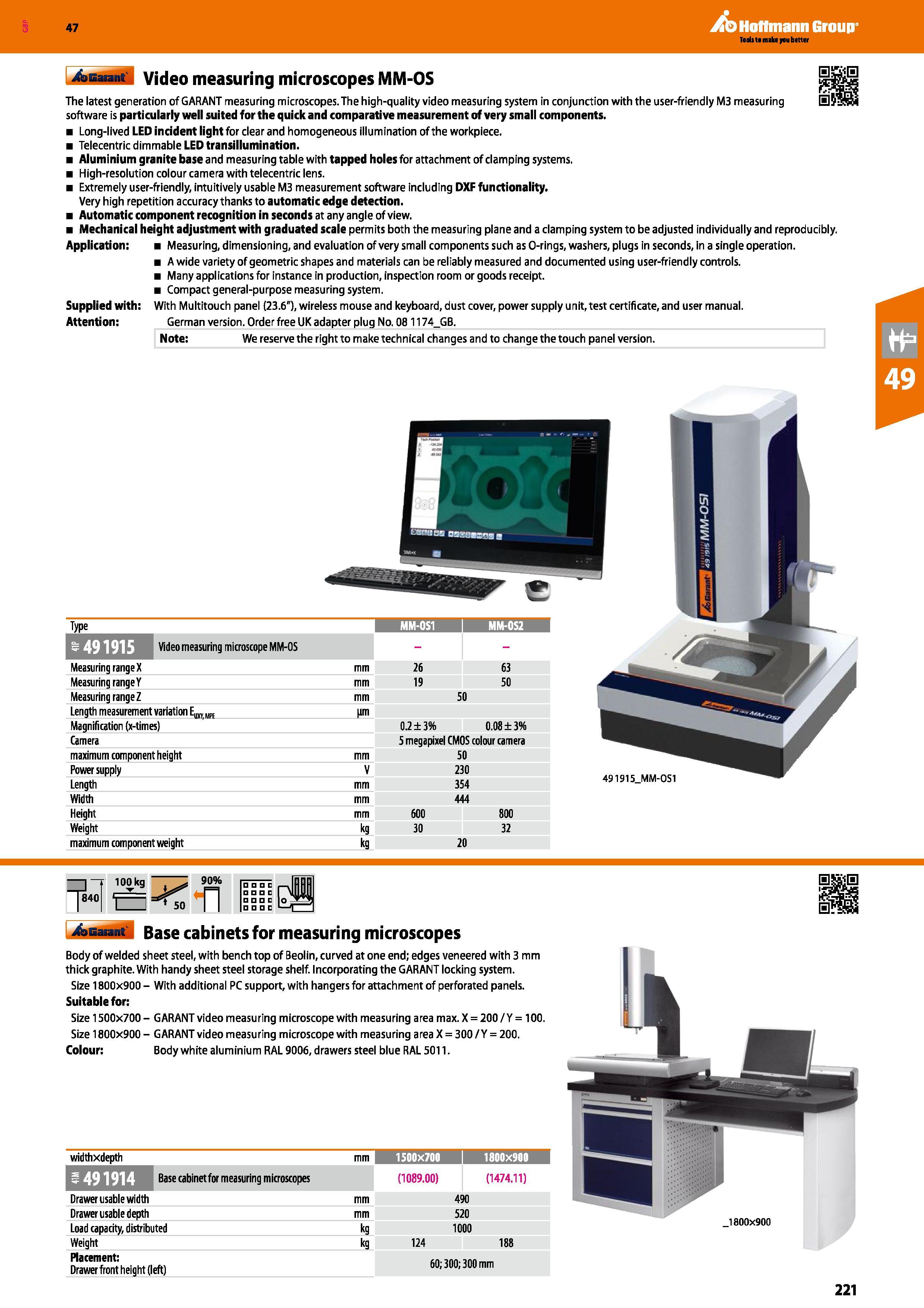 221 Hoffmann Group 47 XbGaaaitf Video measuring microscopes MM-OS The latest generation of GARANT measuring microscopes The high-quality video measur Каталог HOFFMANN GROUP 2016 Ручной слесарно-монтажный и измерительный инструмент и оборудование от комплексного поставщика промышленных предприятий Вер. 47 Англ. Стр. 221