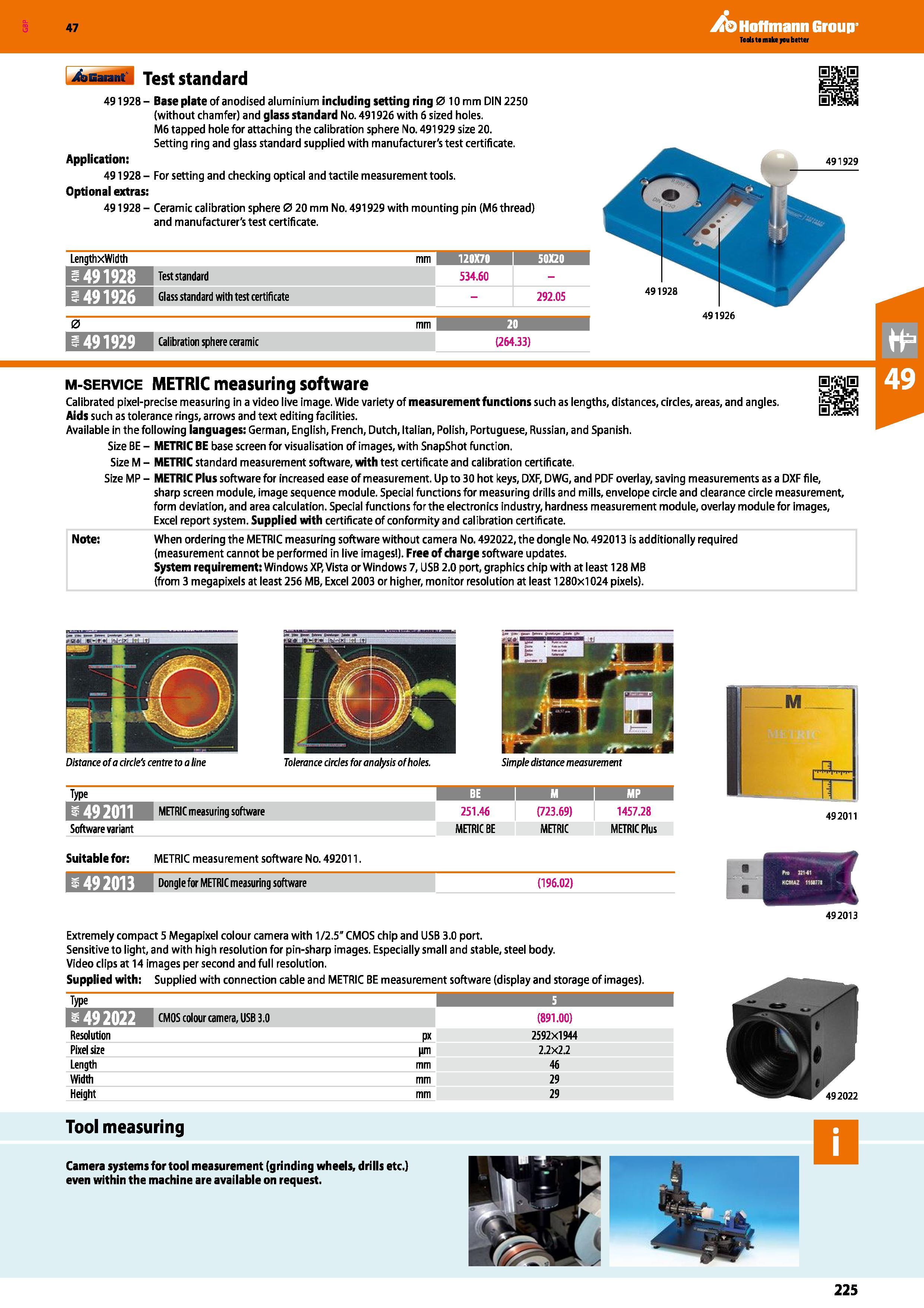 225 Hoffmann Group 47 XbGaaaitf Test standard 491928 - Base plate of anodised aluminium including setting ring 0 10 mm DIN 2250 (without chamfer) and Каталог HOFFMANN GROUP 2016 Ручной слесарно-монтажный и измерительный инструмент и оборудование от комплексного поставщика промышленных предприятий Вер. 47 Англ. Стр. 225