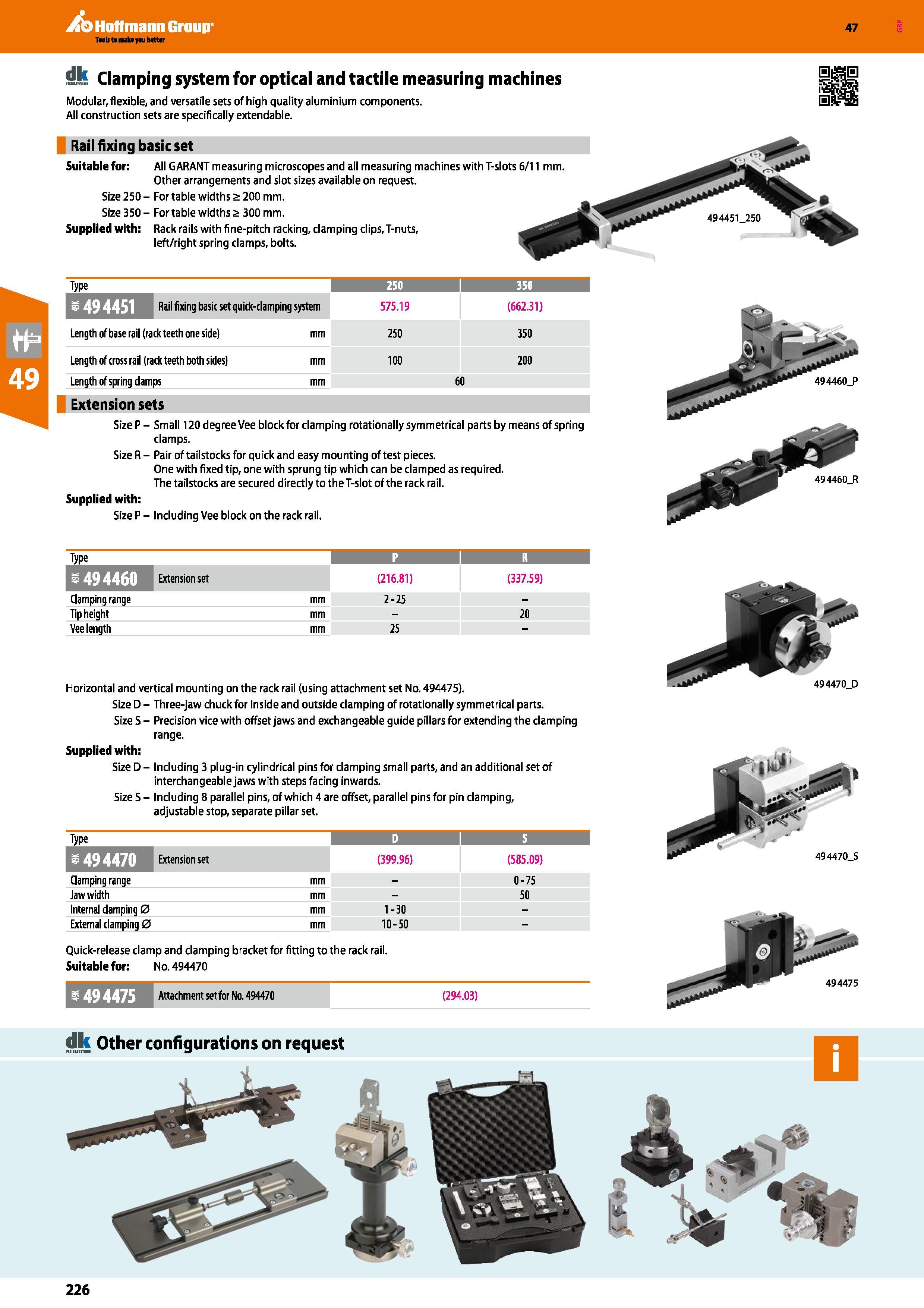 226 Hoffmann Group 47 < l Clamping system for optical and tactile measuring machines Modular, flexible, and versatile sets of high quality aluminium Каталог HOFFMANN GROUP 2016 Ручной слесарно-монтажный и измерительный инструмент и оборудование от комплексного поставщика промышленных предприятий Вер. 47 Англ. Стр. 226