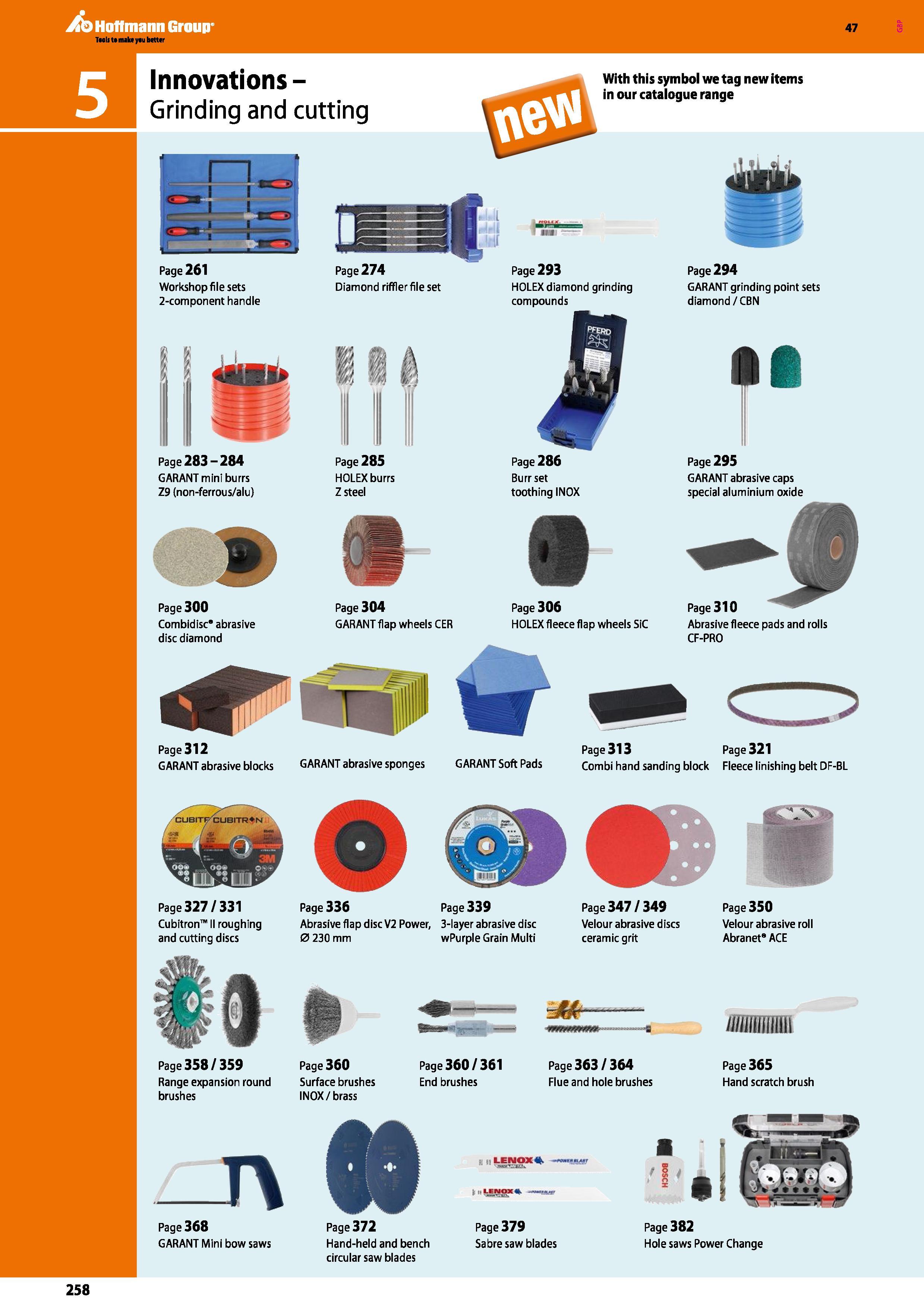 258 Hoffmann Group 47 With this symbol we tag new items in our catalogue range I Page 283-284 GARANT mini burrs Z9 (non-ferrous/alu) Page 285 HOLEX b Каталог HOFFMANN GROUP 2016 Ручной слесарно-монтажный и измерительный инструмент и оборудование от комплексного поставщика промышленных предприятий Вер. 47 Англ. Стр. 258