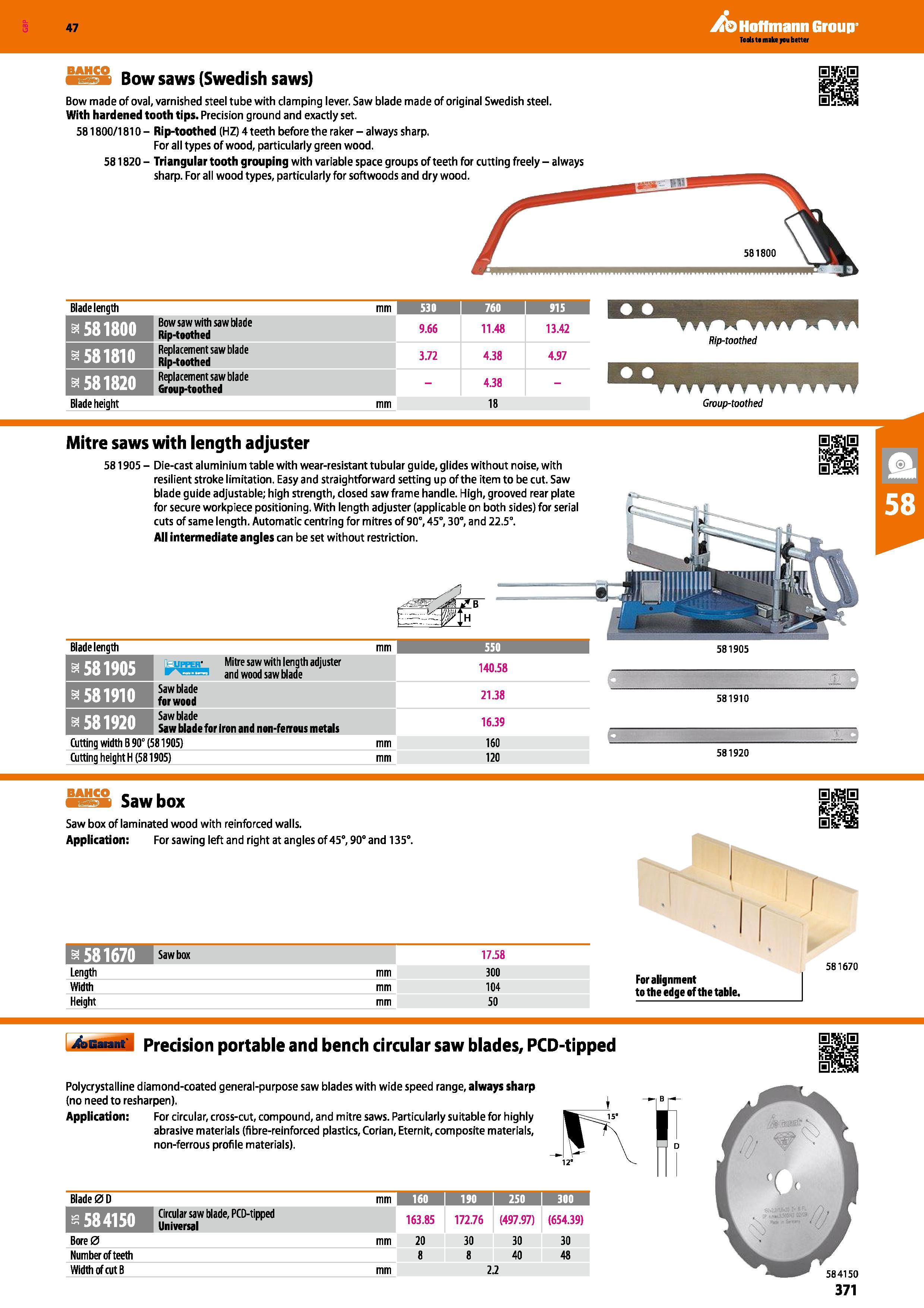 371 Hoflmann Group BAHCO Bow saws (Swedish saws) Bow made of oval, varnished steel tube with clamping lever Saw blade made of original Swedish steel Каталог HOFFMANN GROUP 2016 Ручной слесарно-монтажный и измерительный инструмент и оборудование от комплексного поставщика промышленных предприятий Вер. 47 Англ. Стр. 371