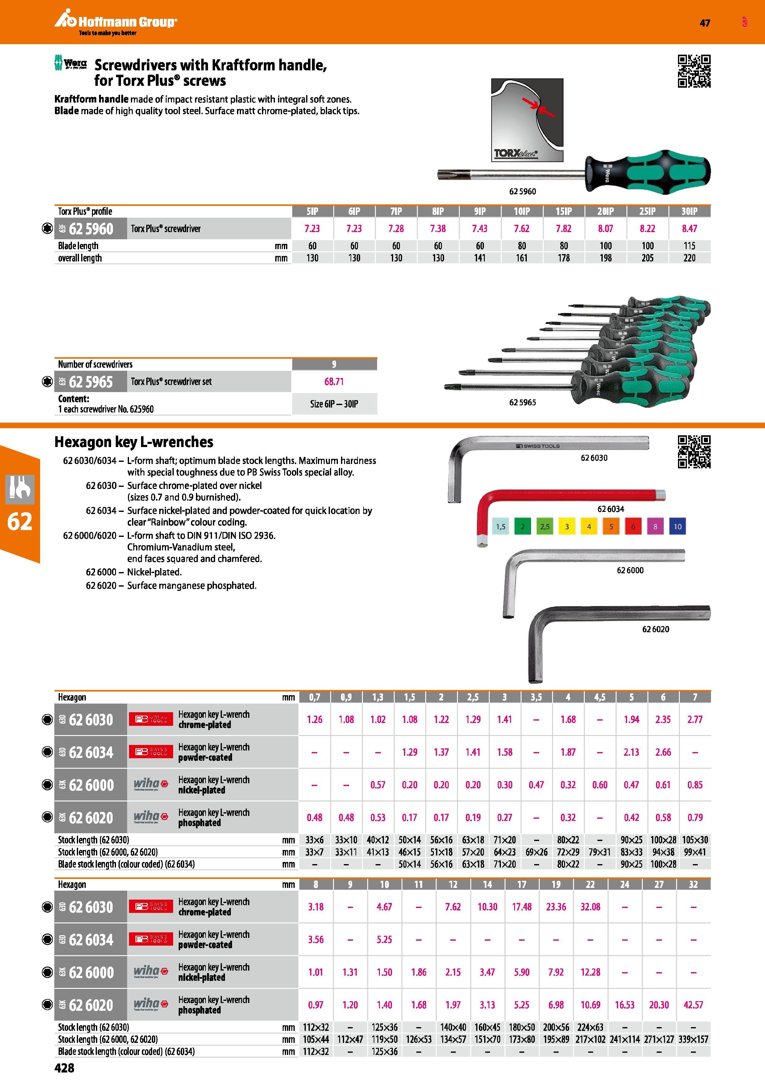 428 Hoffmann Group 47 w3%s Screwdrivers with Kraftform handle, for Torx Plus0 screws Kraftform handle made of impact resistant plastic with integral Каталог HOFFMANN GROUP 2016 Ручной слесарно-монтажный и измерительный инструмент и оборудование от комплексного поставщика промышленных предприятий Вер. 47 Англ. Стр. 428