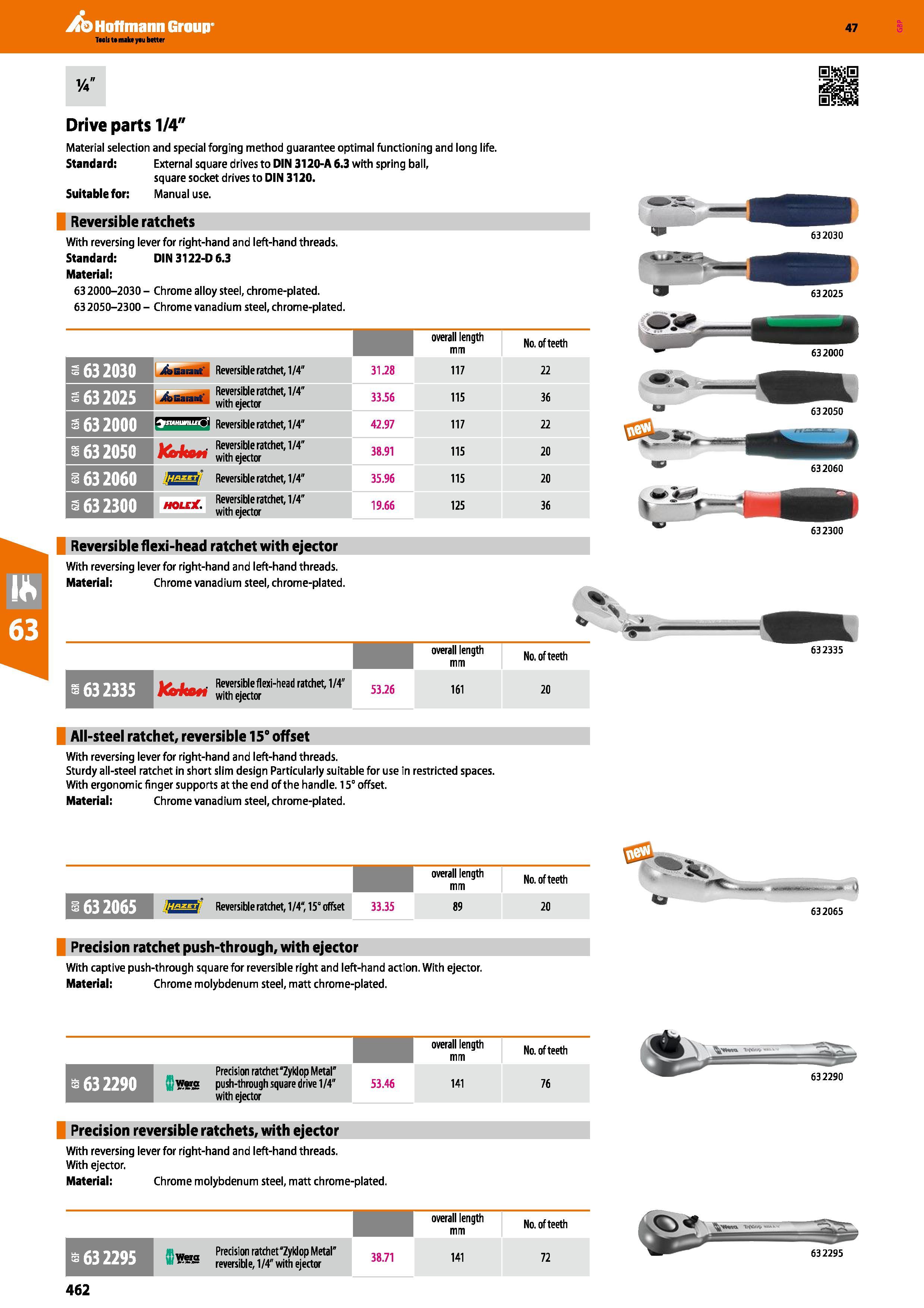 462 Hoffmann Group 47 0 i Drive parts 1/4 Material selection and special forging method guarantee optimal functioning and long life Standard: Externa Каталог HOFFMANN GROUP 2016 Ручной слесарно-монтажный и измерительный инструмент и оборудование от комплексного поставщика промышленных предприятий Вер. 47 Англ. Стр. 462