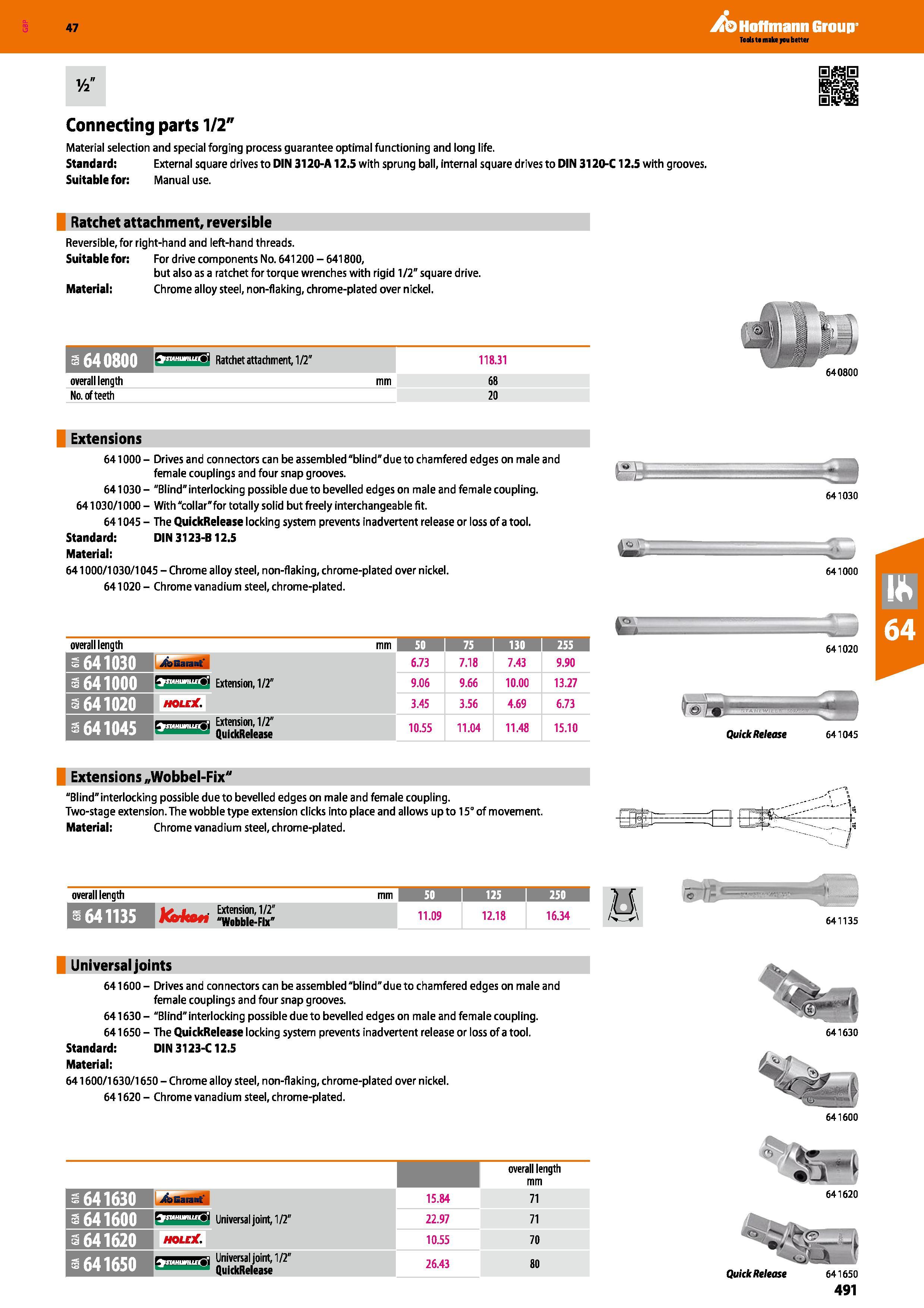 491 Hoffmann Group 47 0R S Connecting parts 1/2 Material selection and special forging process guarantee optimal functioning and long life Standard: Каталог HOFFMANN GROUP 2016 Ручной слесарно-монтажный и измерительный инструмент и оборудование от комплексного поставщика промышленных предприятий Вер. 47 Англ. Стр. 491