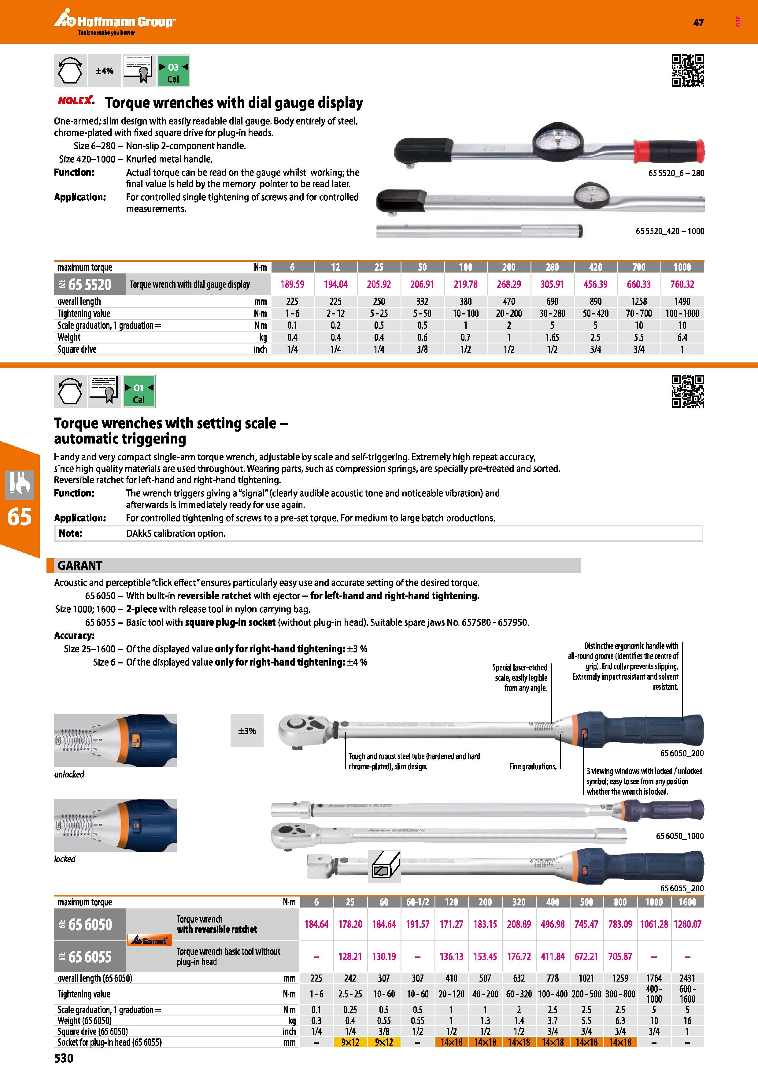 530 Hoffmann Group 47 0 ±4% t v holljC Torque wrenches with dial gauge display One-armed; slim design with easily readable dial gauge Body entirely o Каталог HOFFMANN GROUP 2016 Ручной слесарно-монтажный и измерительный инструмент и оборудование от комплексного поставщика промышленных предприятий Вер. 47 Англ. Стр. 530