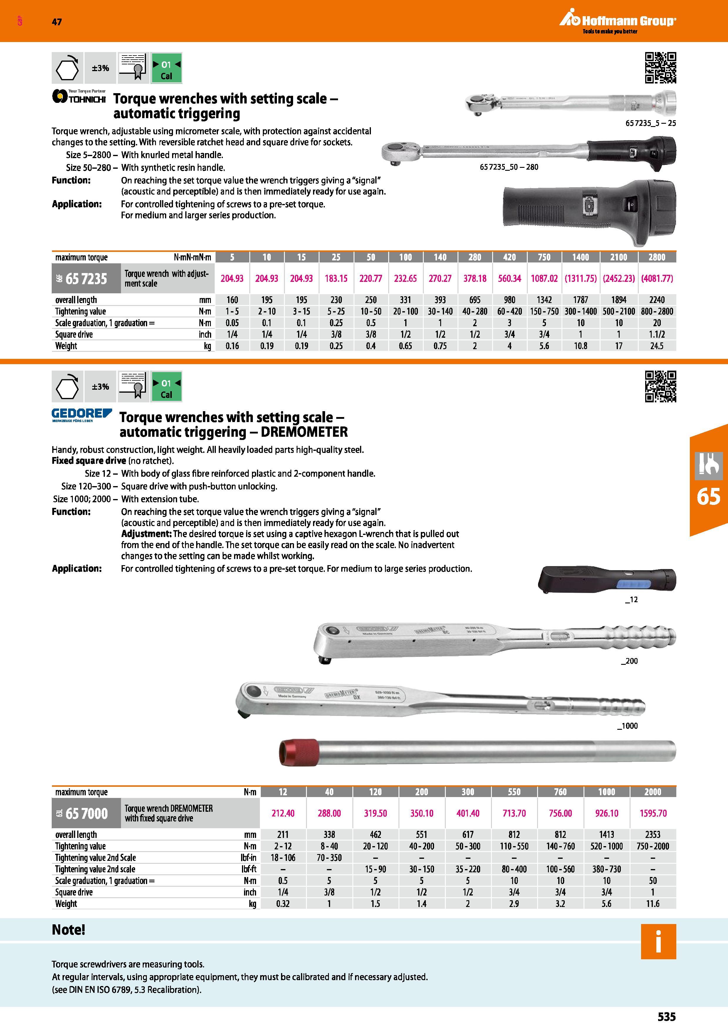 535 Hoffmann Group 47 ±3% J Cal (3 Yaur Torque Partner tdhnidhi Torque wrenches with setting scale -automatic triggering Torque wrench, adjustable us Каталог HOFFMANN GROUP 2016 Ручной слесарно-монтажный и измерительный инструмент и оборудование от комплексного поставщика промышленных предприятий Вер. 47 Англ. Стр. 535