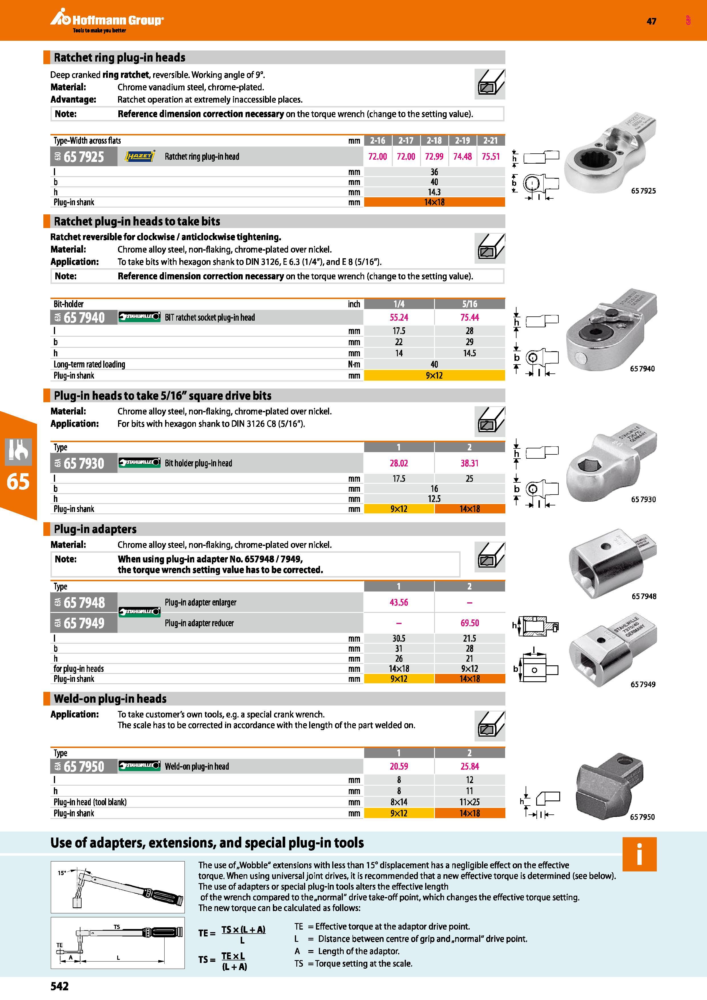 542 Hoffmann Group 47 Ratchet ring plug-in heads Deep cranked ring ratchet, reversible Working angle of 9° Material: Chrome vanadium steel, chrome-pl Каталог HOFFMANN GROUP 2016 Ручной слесарно-монтажный и измерительный инструмент и оборудование от комплексного поставщика промышленных предприятий Вер. 47 Англ. Стр. 542