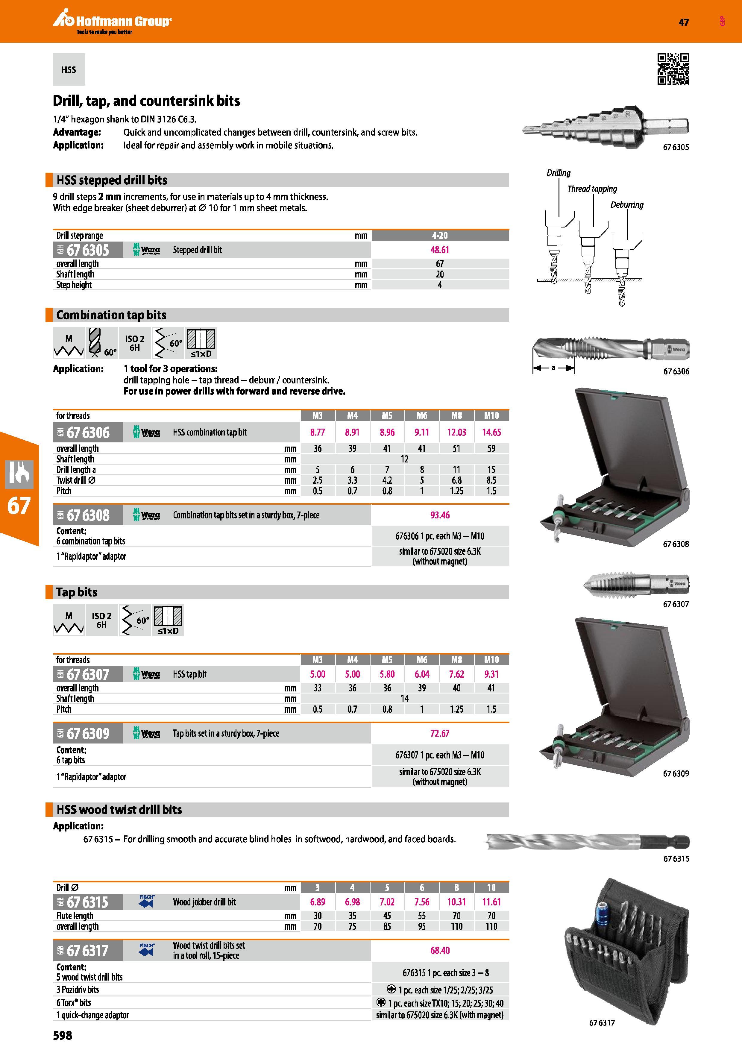 598 Aq Hoffmann Group 47 HSS Drill, tap, and countersink bits 1/4 hexagon shank to DIN 3126 C6 3 Advantage: Quick and uncomplicated changes between d Каталог HOFFMANN GROUP 2016 Ручной слесарно-монтажный и измерительный инструмент и оборудование от комплексного поставщика промышленных предприятий Вер. 47 Англ. Стр. 598