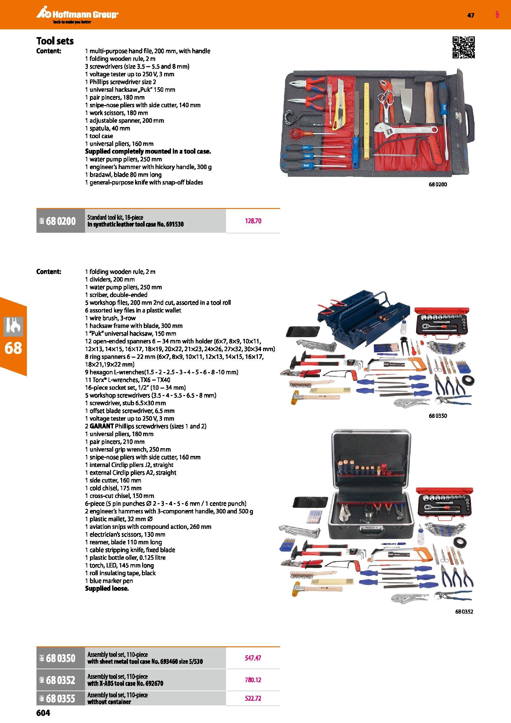 604 Tool sets Content: 1 multi-purpose hand file, 200 mm, with handle 1 folding wooden rule, 2 m 3 screwdrivers (size 3 5 - 5 5 and 8 mm) 1 voltage t Каталог HOFFMANN GROUP 2016 Ручной слесарно-монтажный и измерительный инструмент и оборудование от комплексного поставщика промышленных предприятий Вер. 47 Англ. Стр. 604