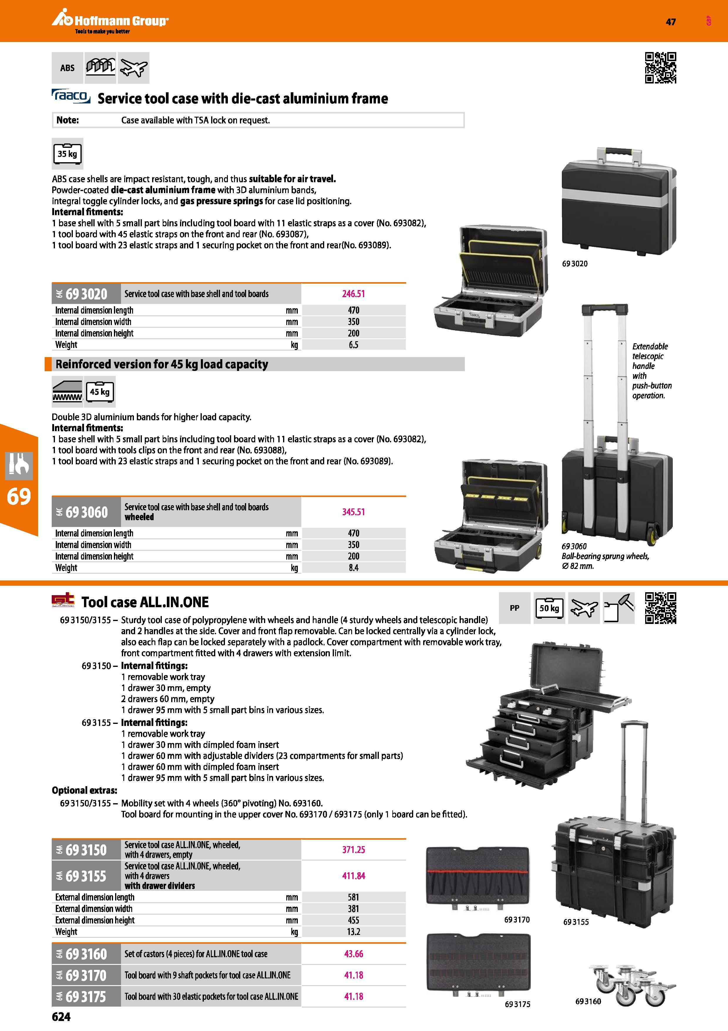 624 Hoffmann Group 47 ABS Taacoj Service tool case with die-cast aluminium frame Note: Case available with TSA lock on request ABS case shells are im Каталог HOFFMANN GROUP 2016 Ручной слесарно-монтажный и измерительный инструмент и оборудование от комплексного поставщика промышленных предприятий Вер. 47 Англ. Стр. 624
