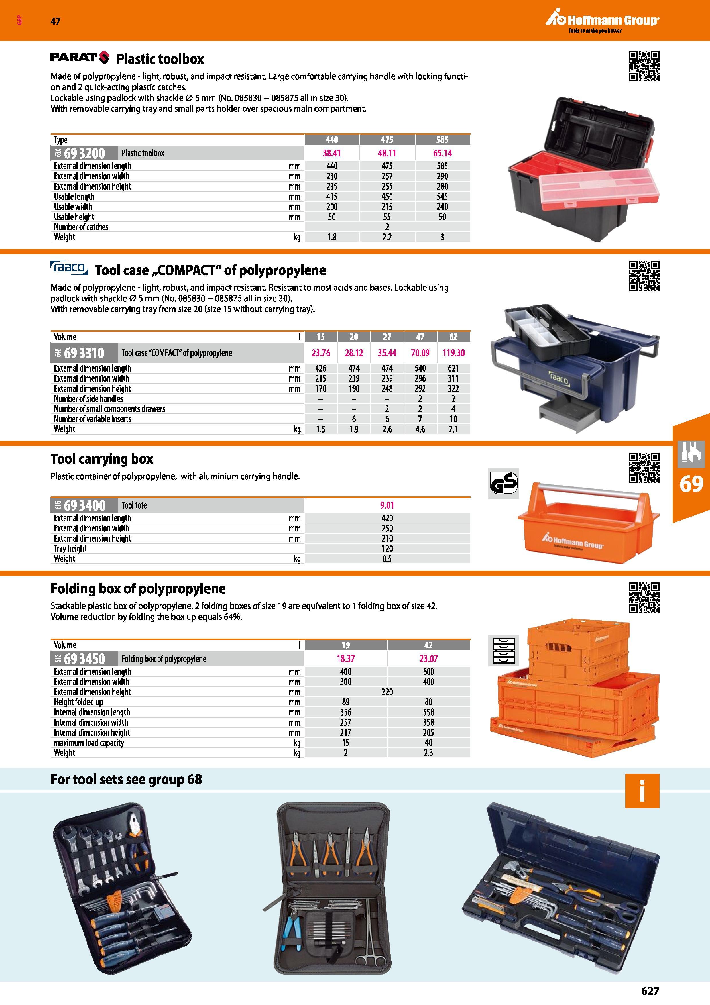 627 Hoffmann Group 47 PARATf Plastic toolbox Made of polypropylene - light, robust, and impact resistant Large comfortable carrying handle with locki Каталог HOFFMANN GROUP 2016 Ручной слесарно-монтажный и измерительный инструмент и оборудование от комплексного поставщика промышленных предприятий Вер. 47 Англ. Стр. 627