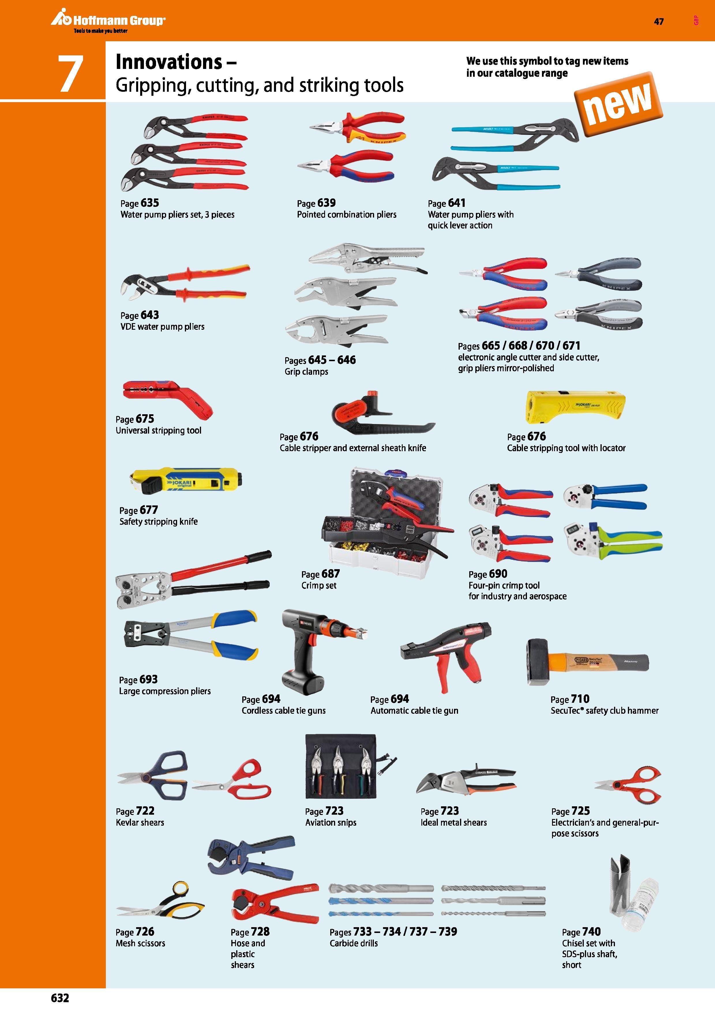 632 Innovations- Gripping, cutting, and striking tools We use this symbol to tag new items in our catalogue range Page 635 Water pump pliers set, 3 p Каталог HOFFMANN GROUP 2016 Ручной слесарно-монтажный и измерительный инструмент и оборудование от комплексного поставщика промышленных предприятий Вер. 47 Англ. Стр. 632