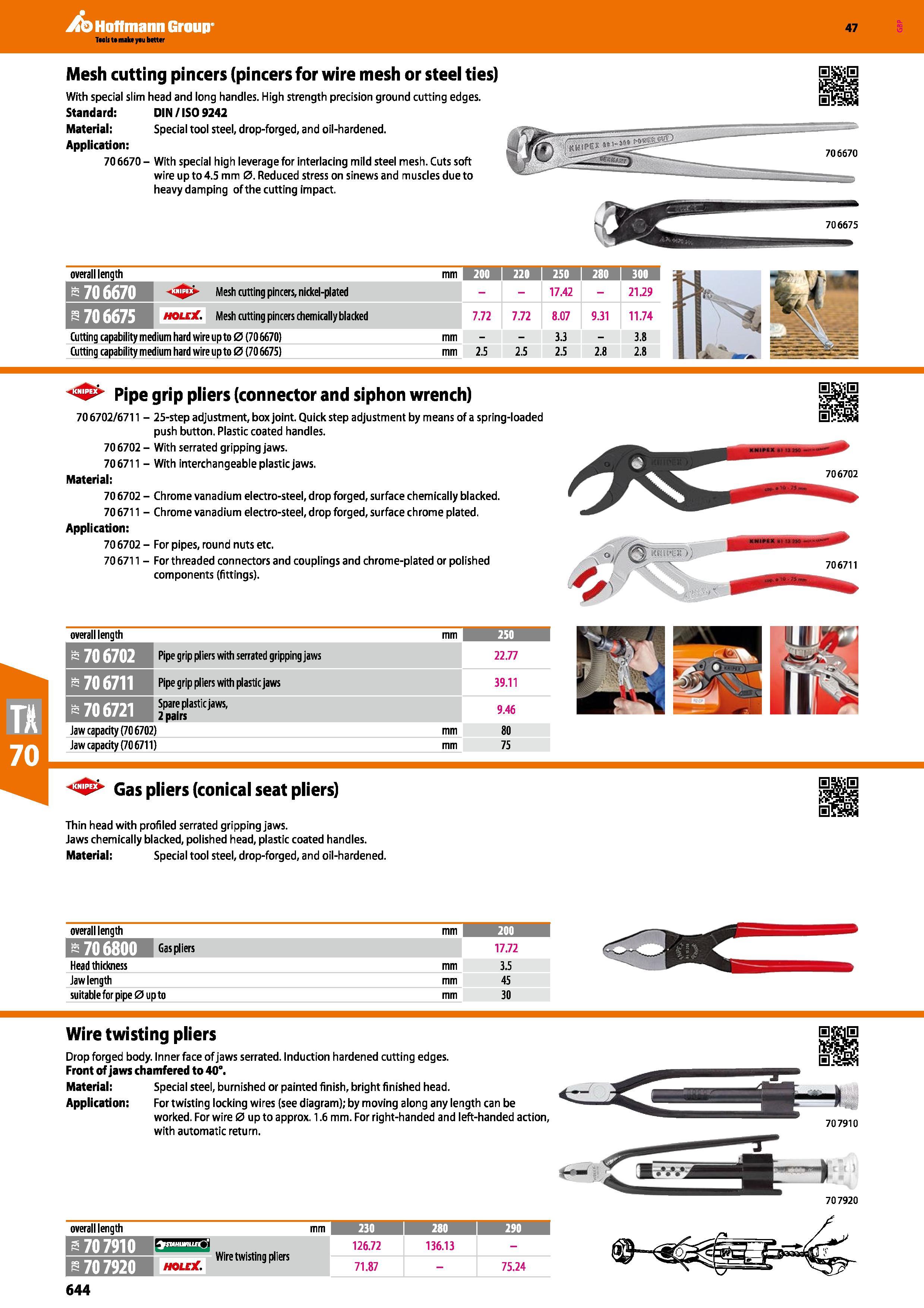 644 Hoffmann Group 47 Mesh cutting pincers (pincers for wire mesh or steel ties) With special slim head and long handles High strength precision grou Каталог HOFFMANN GROUP 2016 Ручной слесарно-монтажный и измерительный инструмент и оборудование от комплексного поставщика промышленных предприятий Вер. 47 Англ. Стр. 644