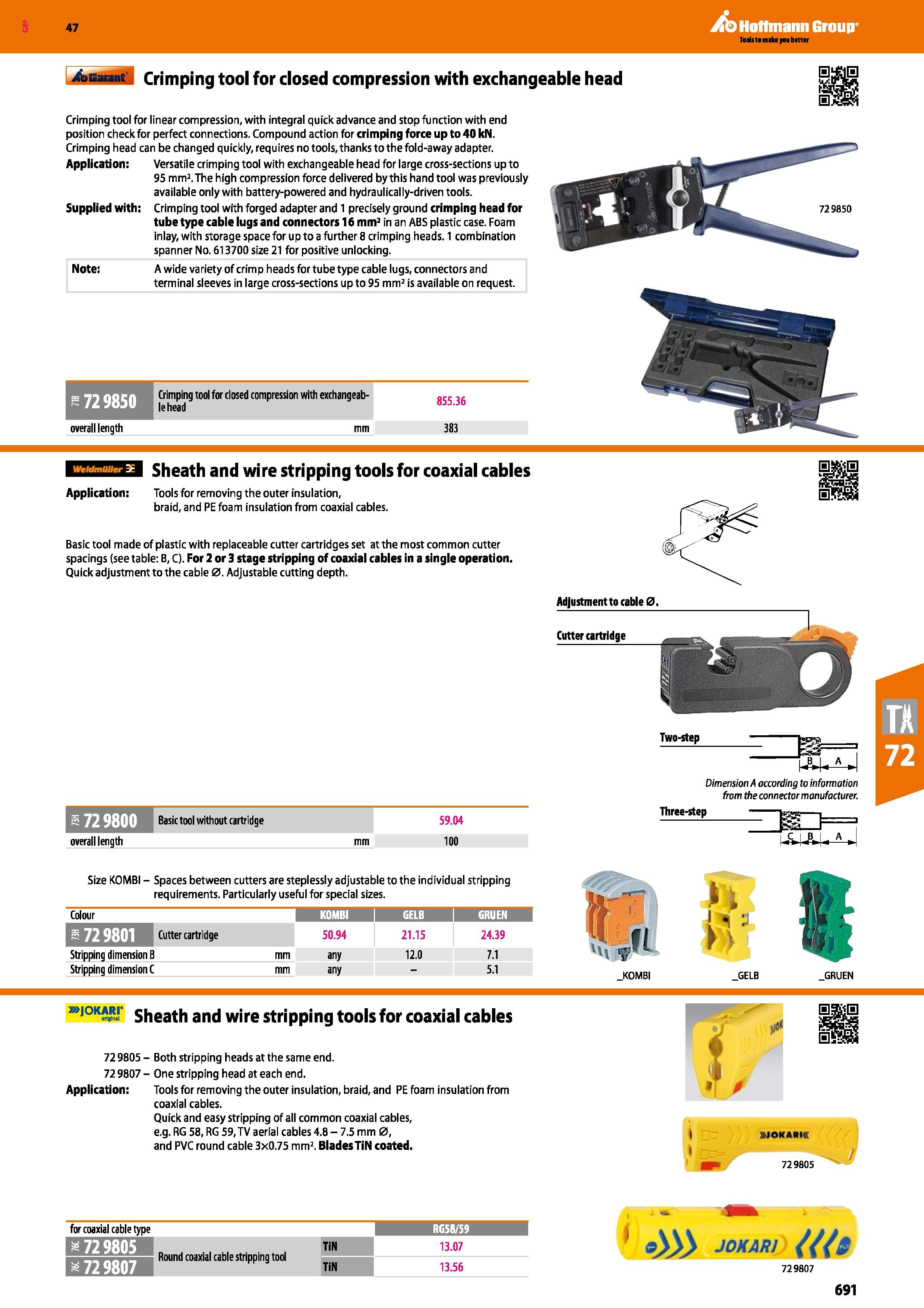 691 Hoffmann Group 47 4aBa vi Crimping tool for closed compression with exchangeable head Crimping tool for linear compression, with integral quick a Каталог HOFFMANN GROUP 2016 Ручной слесарно-монтажный и измерительный инструмент и оборудование от комплексного поставщика промышленных предприятий Вер. 47 Англ. Стр. 691