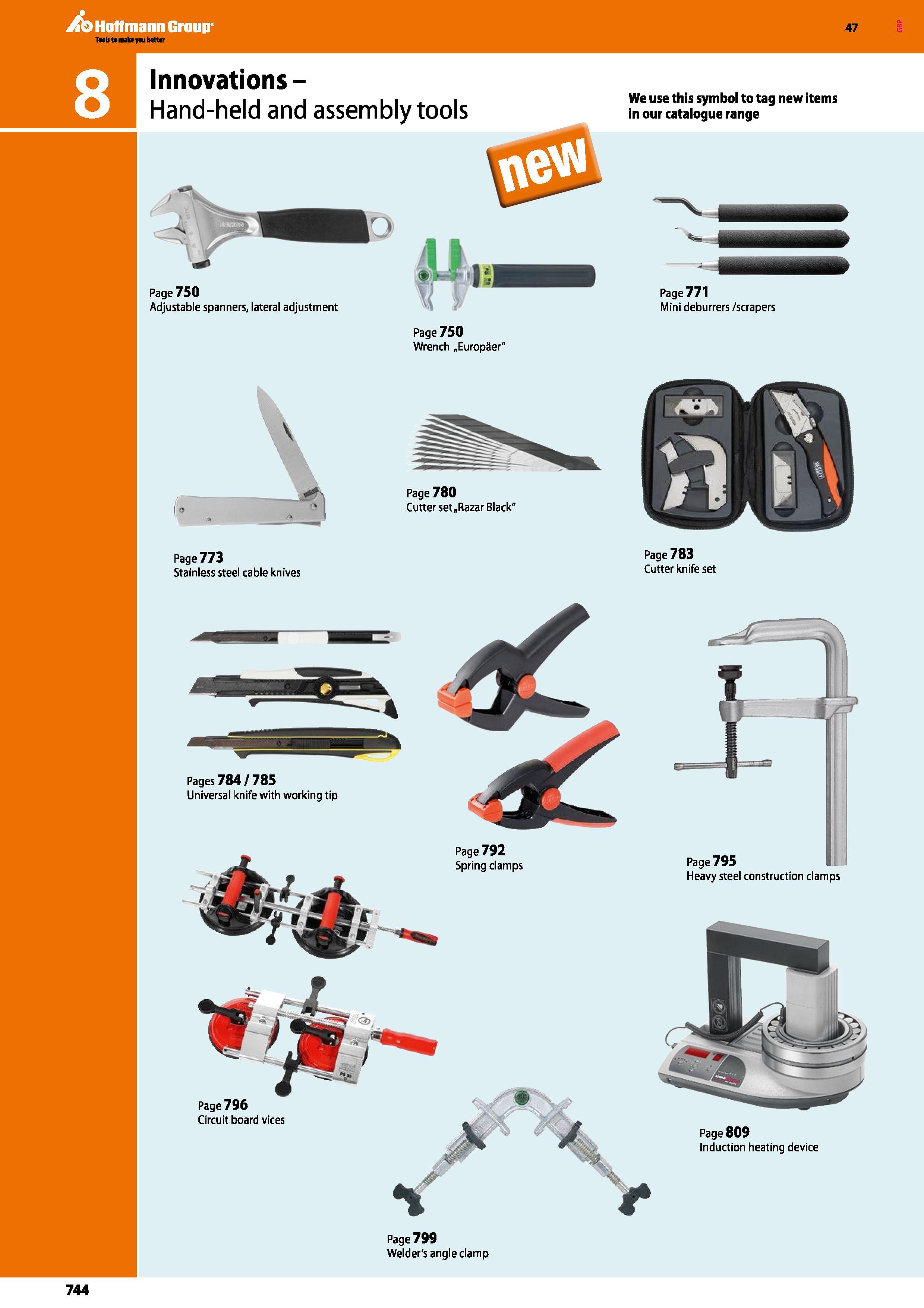 744 Hoffmann Group 47 We use this symbol to tag new items in our catalogue range Page 809 Induction heating device Page 783 Cutter knife set Page 799 Каталог HOFFMANN GROUP 2016 Ручной слесарно-монтажный и измерительный инструмент и оборудование от комплексного поставщика промышленных предприятий Вер. 47 Англ. Стр. 744