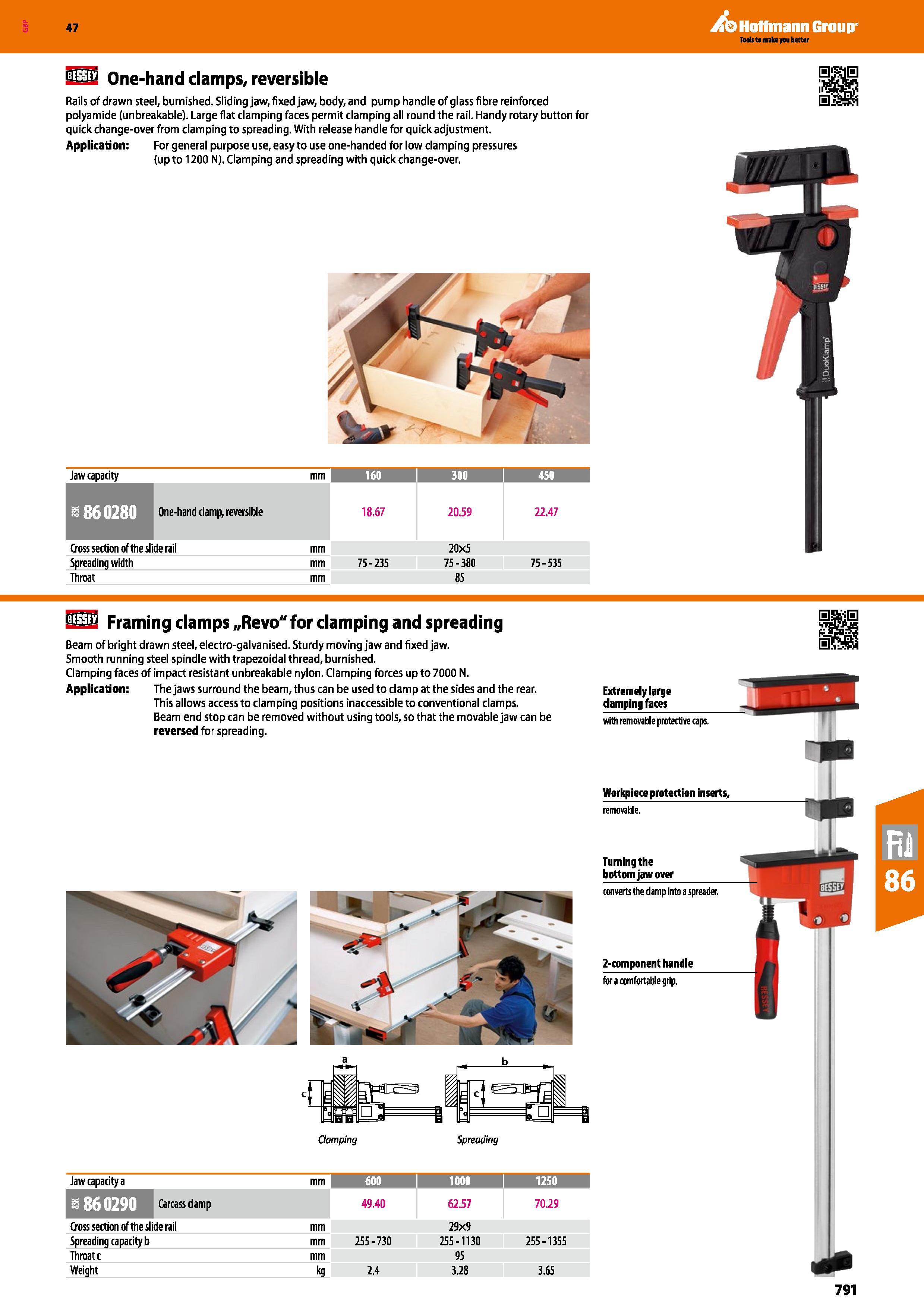 791 Hoffmann Group 47 Jaw capacity mm 160 1 300 ; 450 h 86 0280 One-hand clamp, reversible 18 67 20 59 22 47 Cross section of the slide rail mm 20x5 Каталог HOFFMANN GROUP 2016 Ручной слесарно-монтажный и измерительный инструмент и оборудование от комплексного поставщика промышленных предприятий Вер. 47 Англ. Стр. 791