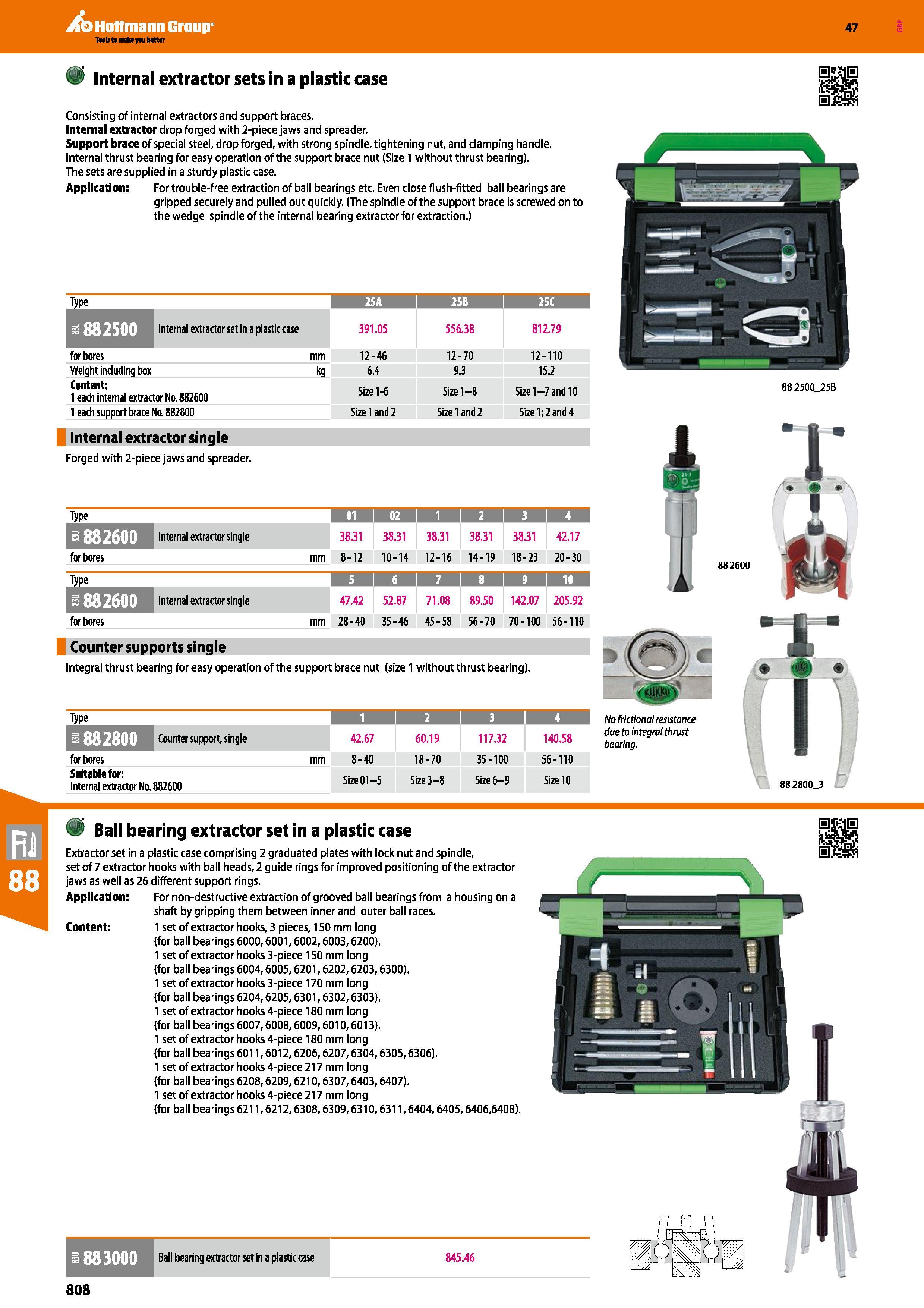 808 Hoffmann Group 47 Internal extractor sets in a plastic case Consisting of internal extractors and support braces Internal extractor drop forged w Каталог HOFFMANN GROUP 2016 Ручной слесарно-монтажный и измерительный инструмент и оборудование от комплексного поставщика промышленных предприятий Вер. 47 Англ. Стр. 808