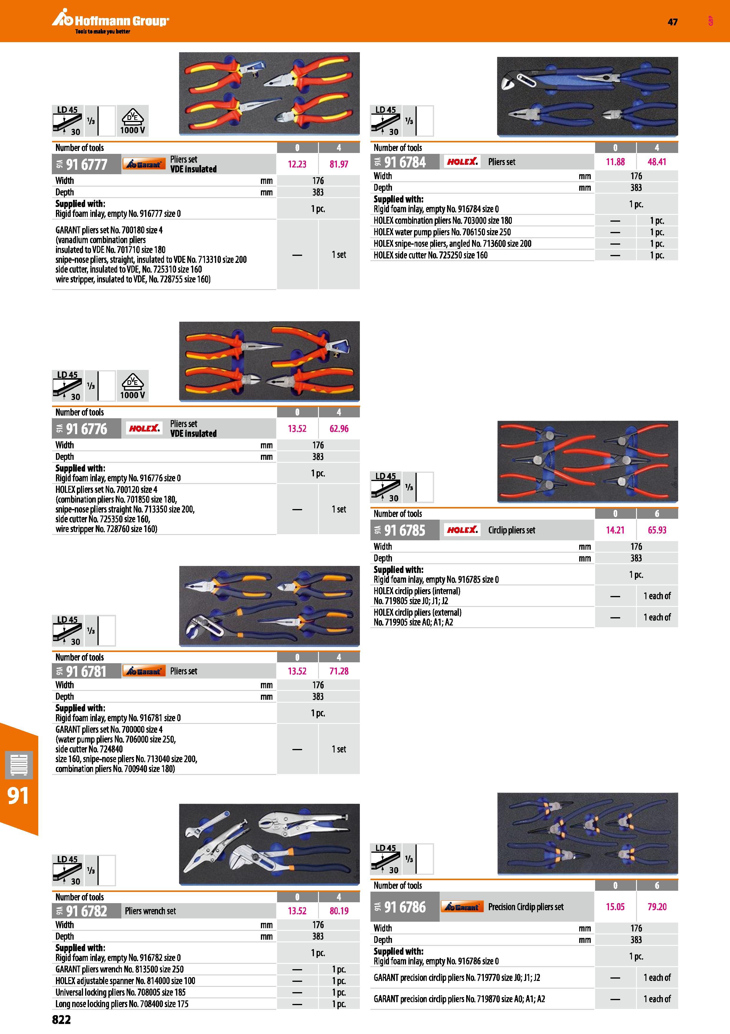 822 Hoffmann Group 47 LD 45 1000 V J LD 45 -Kf' SHH -II as Number of tools WffWWWi i _ Pliers set VDE insulated 12 23 81 97 Width mm 176 Depth mm 383 Каталог HOFFMANN GROUP 2016 Ручной слесарно-монтажный и измерительный инструмент и оборудование от комплексного поставщика промышленных предприятий Вер. 47 Англ. Стр. 822