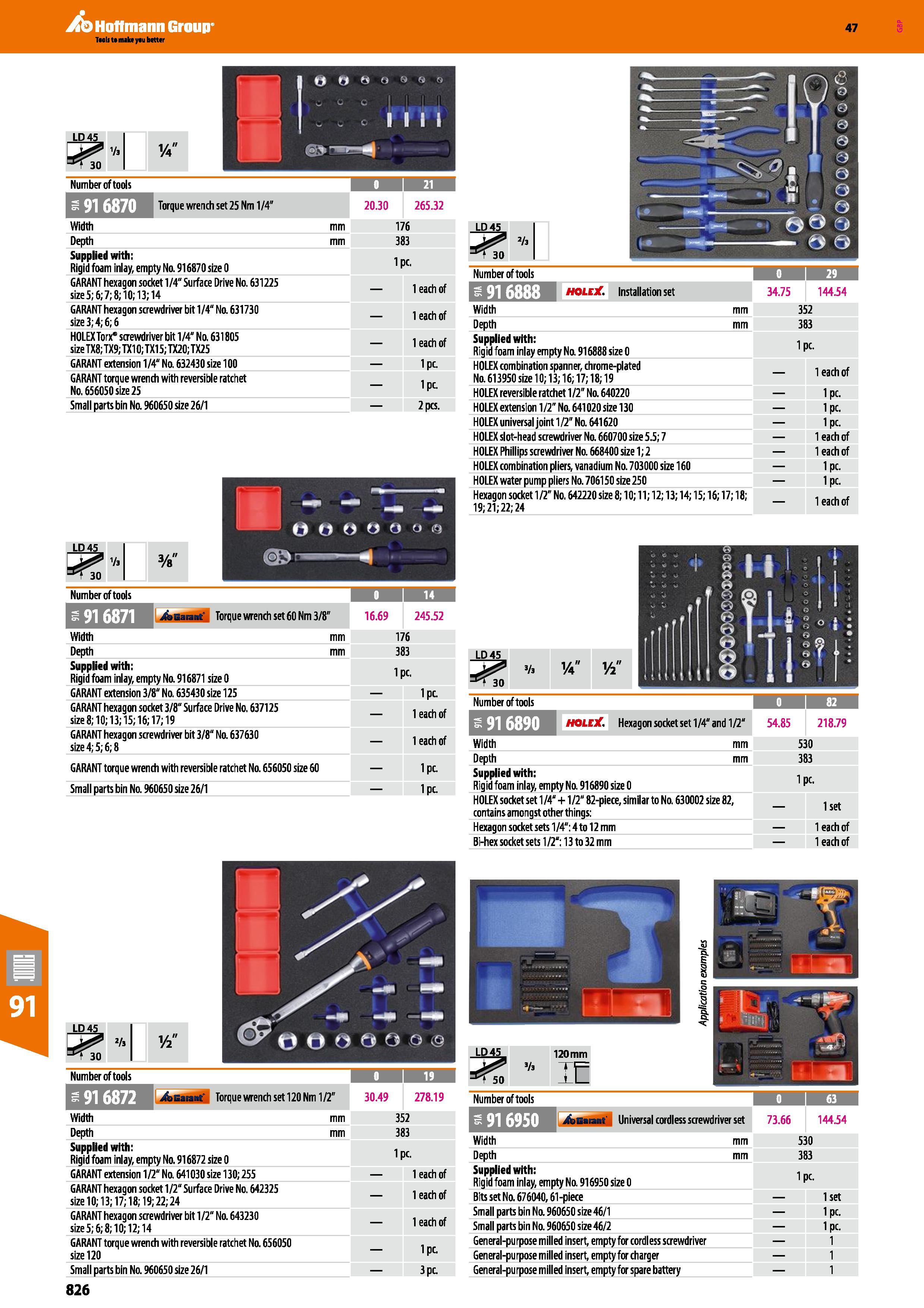 826 Hoffmann Group 47 LD4S SE Va IIM Number of tools 21 SjjFjJifTiM Torque wrench set 25 Nm 1/4 20 30 265 32 Width mm 176 Depth mm 383 Supplied with: Каталог HOFFMANN GROUP 2016 Ручной слесарно-монтажный и измерительный инструмент и оборудование от комплексного поставщика промышленных предприятий Вер. 47 Англ. Стр. 826