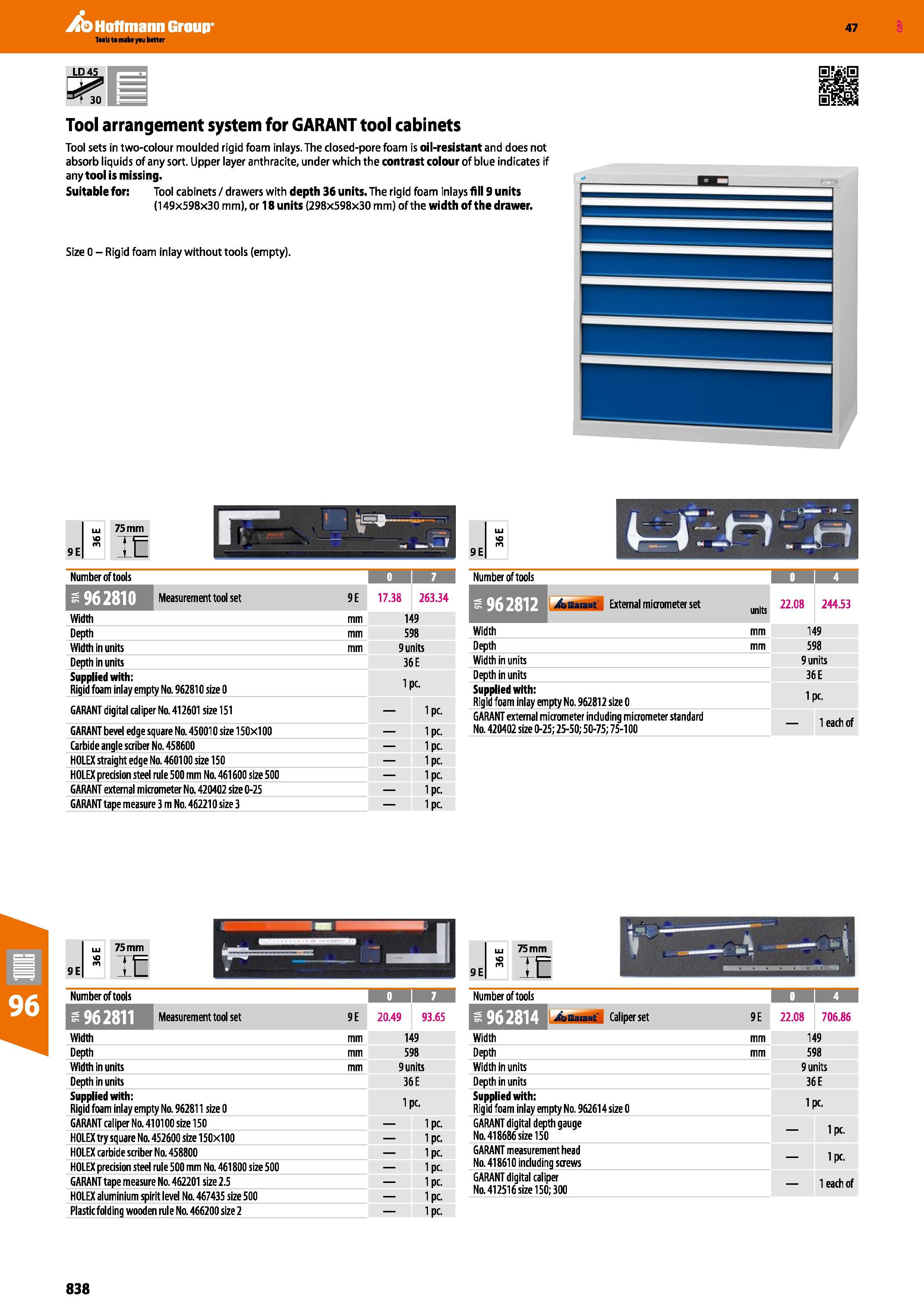 838 Hoffmann Group 47 Tool arrangement system for GARANT tool cabinets Tool sets in two-colour moulded rigid foam inlays The dosed-pore foam is oil-r Каталог HOFFMANN GROUP 2016 Ручной слесарно-монтажный и измерительный инструмент и оборудование от комплексного поставщика промышленных предприятий Вер. 47 Англ. Стр. 838