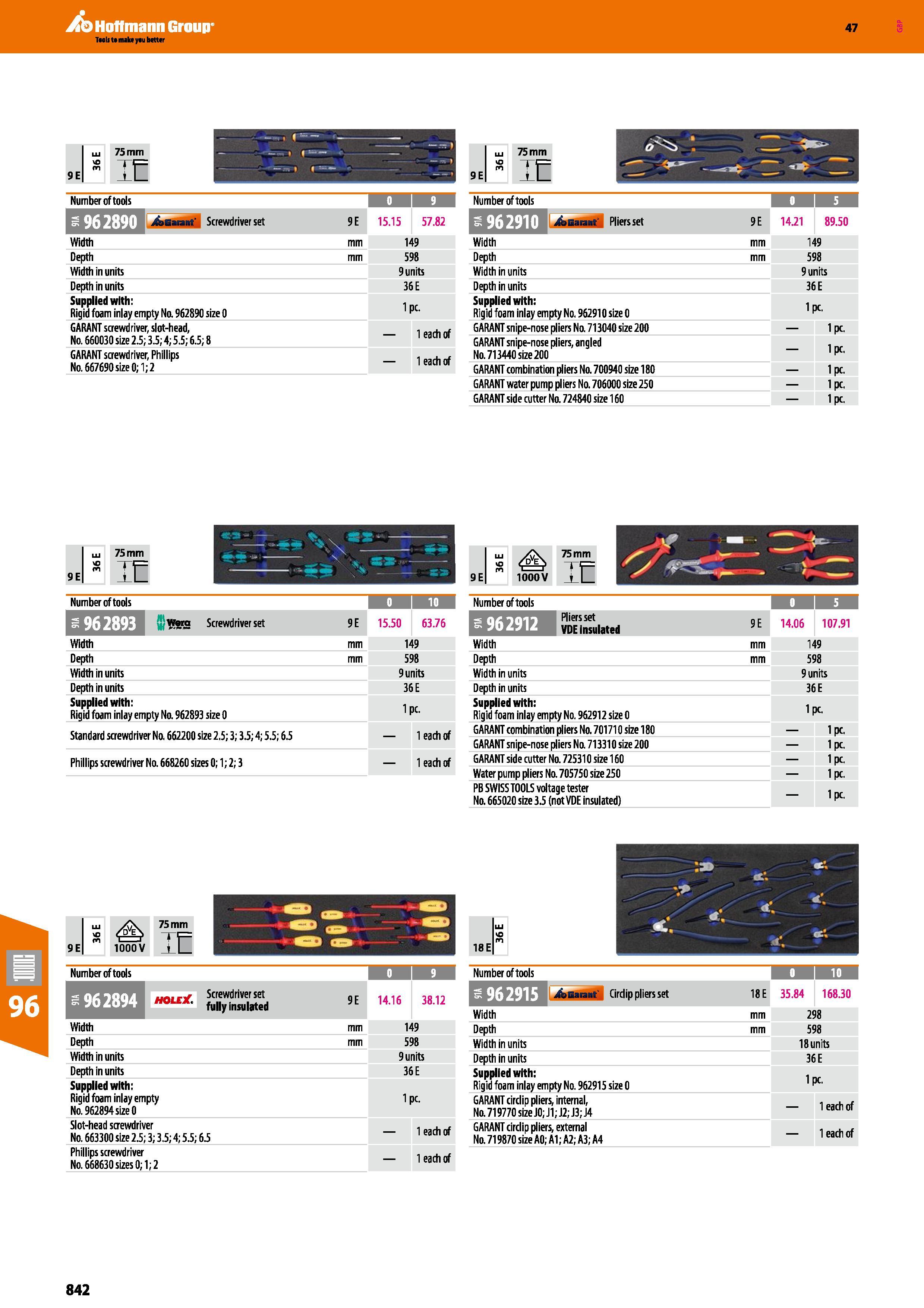 842 Hoffmann Group 47 1 LU 75 mm 9 E VO on 11 C Number of tools f &i‘ I1 1J /fccaiant' Screwdriver set 9E 15 15 57 82 Width mm 149 Depth mm 598 Width Каталог HOFFMANN GROUP 2016 Ручной слесарно-монтажный и измерительный инструмент и оборудование от комплексного поставщика промышленных предприятий Вер. 47 Англ. Стр. 842