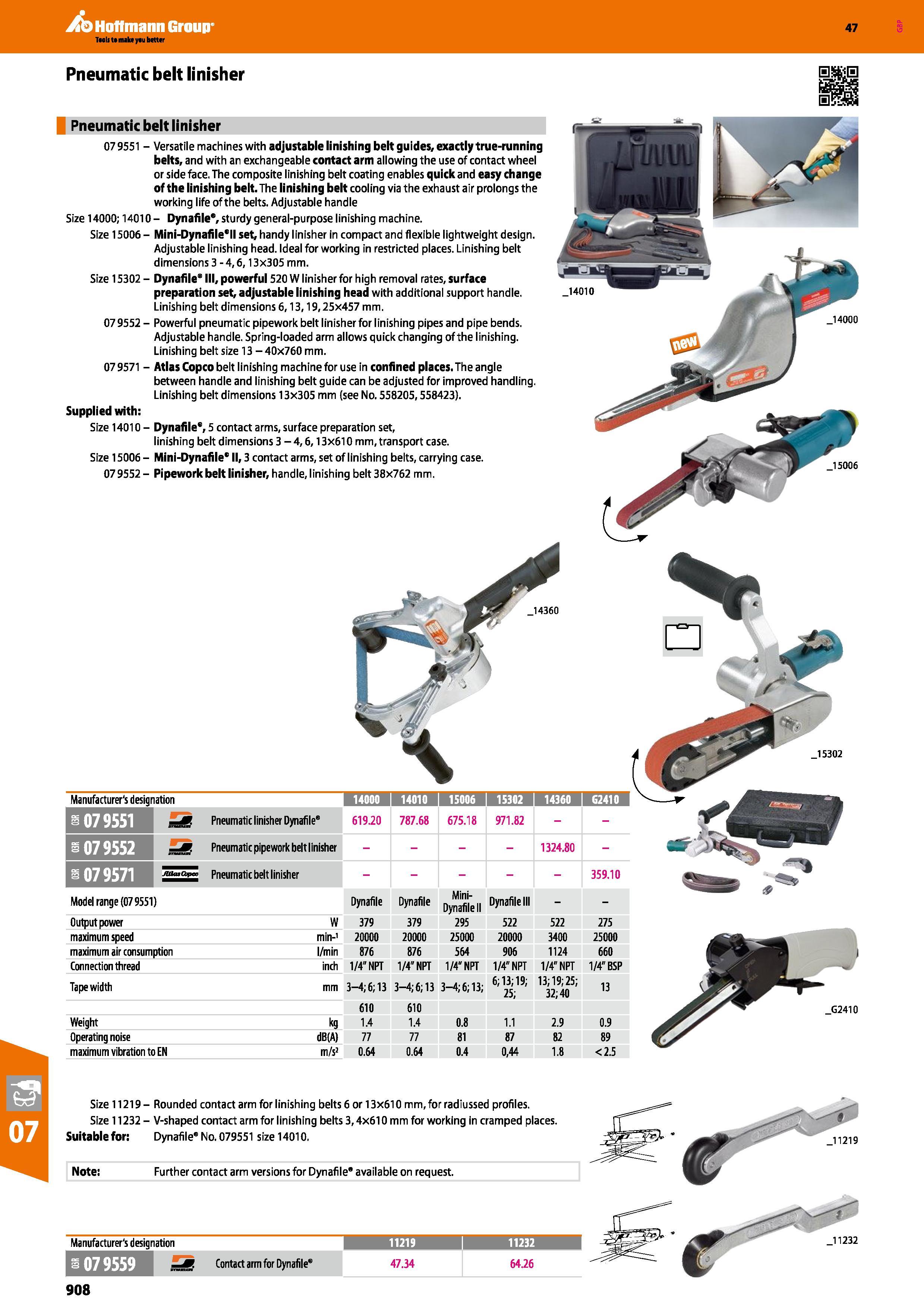 908 Hoffmann Group Size 11219- Rounded contact arm for linishing belts 6 or 13x610 mm, for radiussed profiles Size 11232 - V-shaped contact arm for l Каталог HOFFMANN GROUP 2016 Ручной слесарно-монтажный и измерительный инструмент и оборудование от комплексного поставщика промышленных предприятий Вер. 47 Англ. Стр. 908